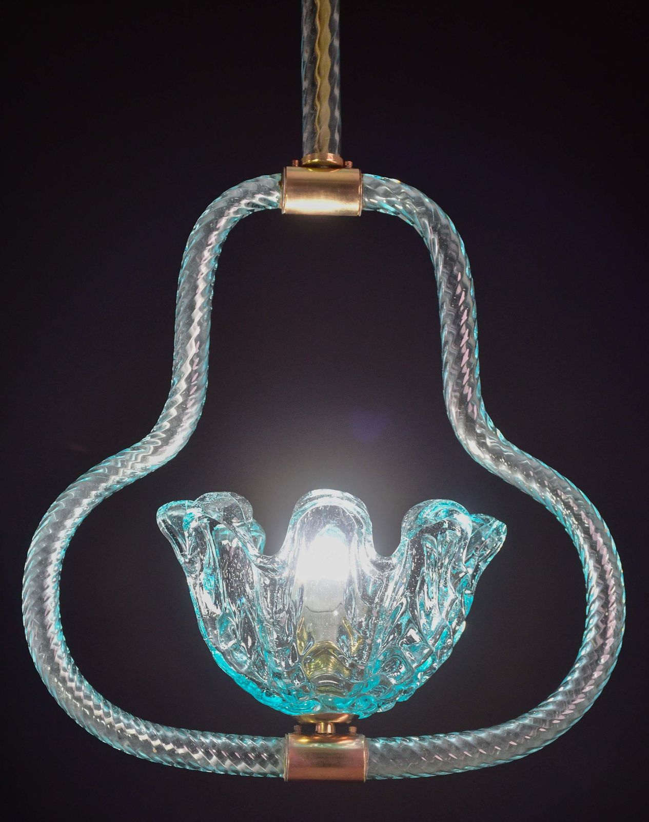 Blu Acquamarine Murano Glass Chandelier By Barovier E Toso Light, 1940s photo buy