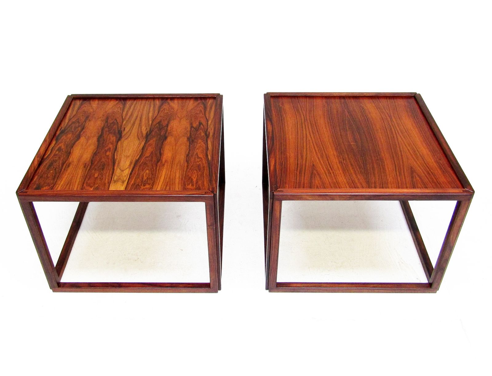Pair Of Danish Cube Side Tables In Rio Rosewood By Kai Kristiansen photo furniture
