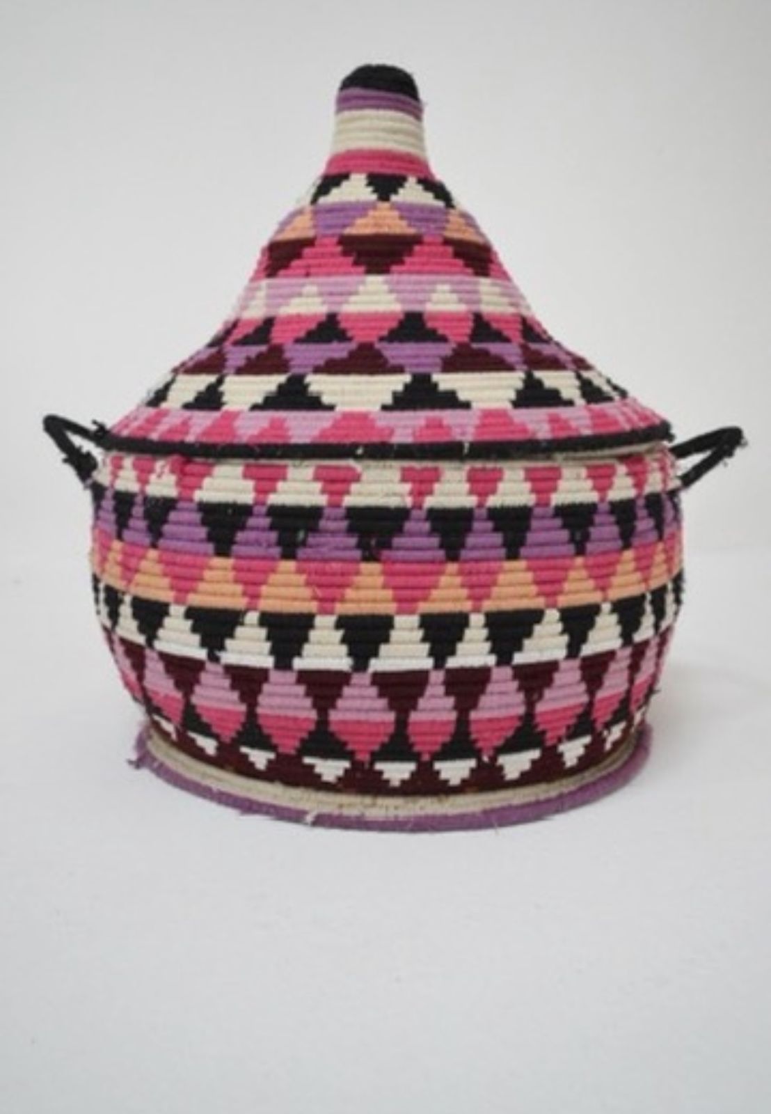 Vintage Berber Basket Handwoven Moroccan Lidded Container photo Home Decor