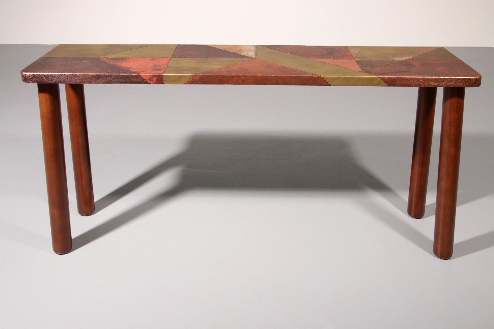 Lorenzo Burchiellaro, Side Table, Copper And Stained Beechwood, Italy, 1960s. photo for sale