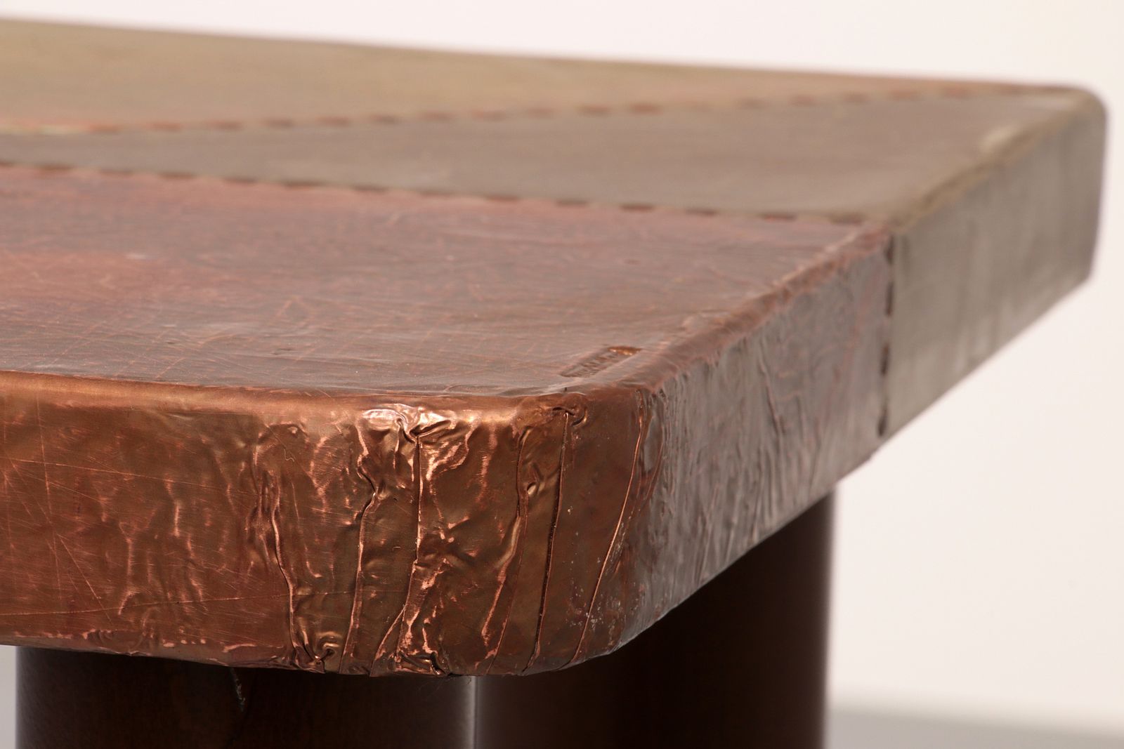 Lorenzo Burchiellaro, Side Table, Copper And Stained Beechwood, Italy, 1960s. photo 9500.0