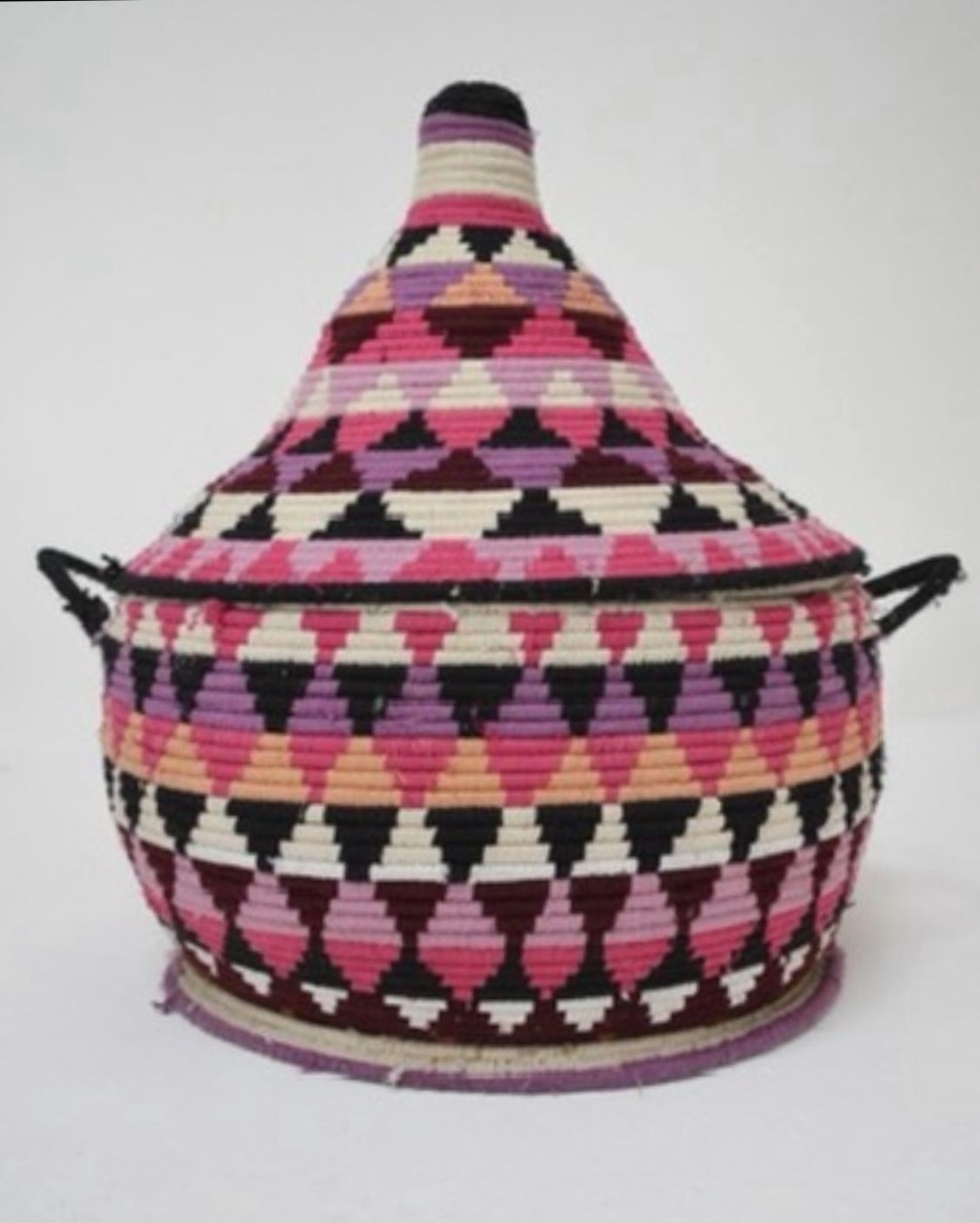 Vintage Berber Basket Handwoven Moroccan Lidded Container photo vintage