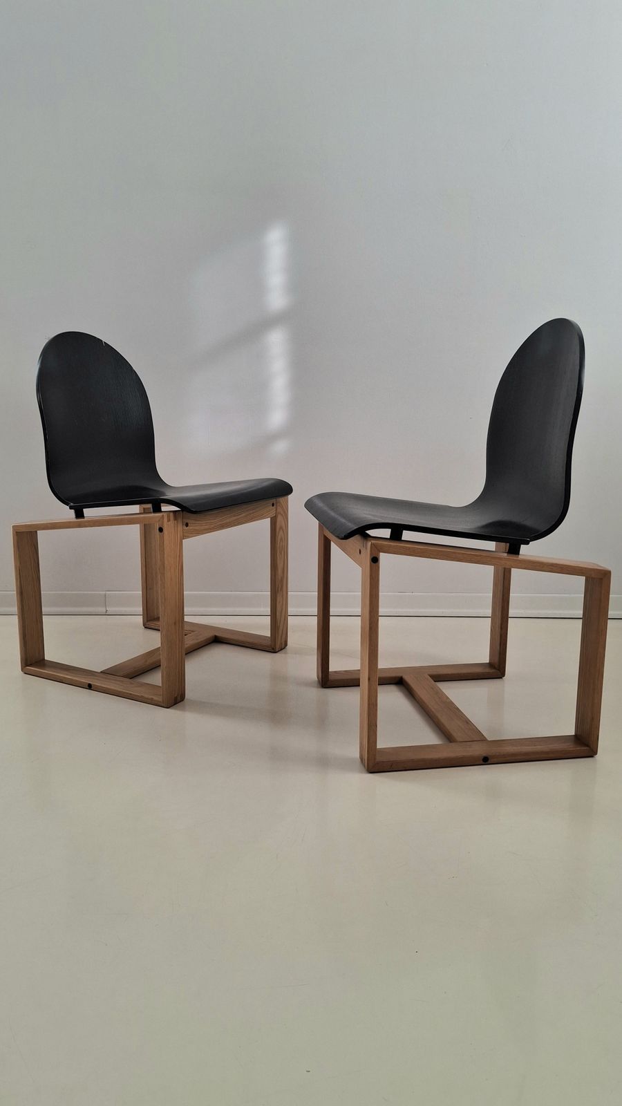 70s Italian Minimalist Bentwood Chairs, Ash And Ebonised 1 Of 2 photo buy