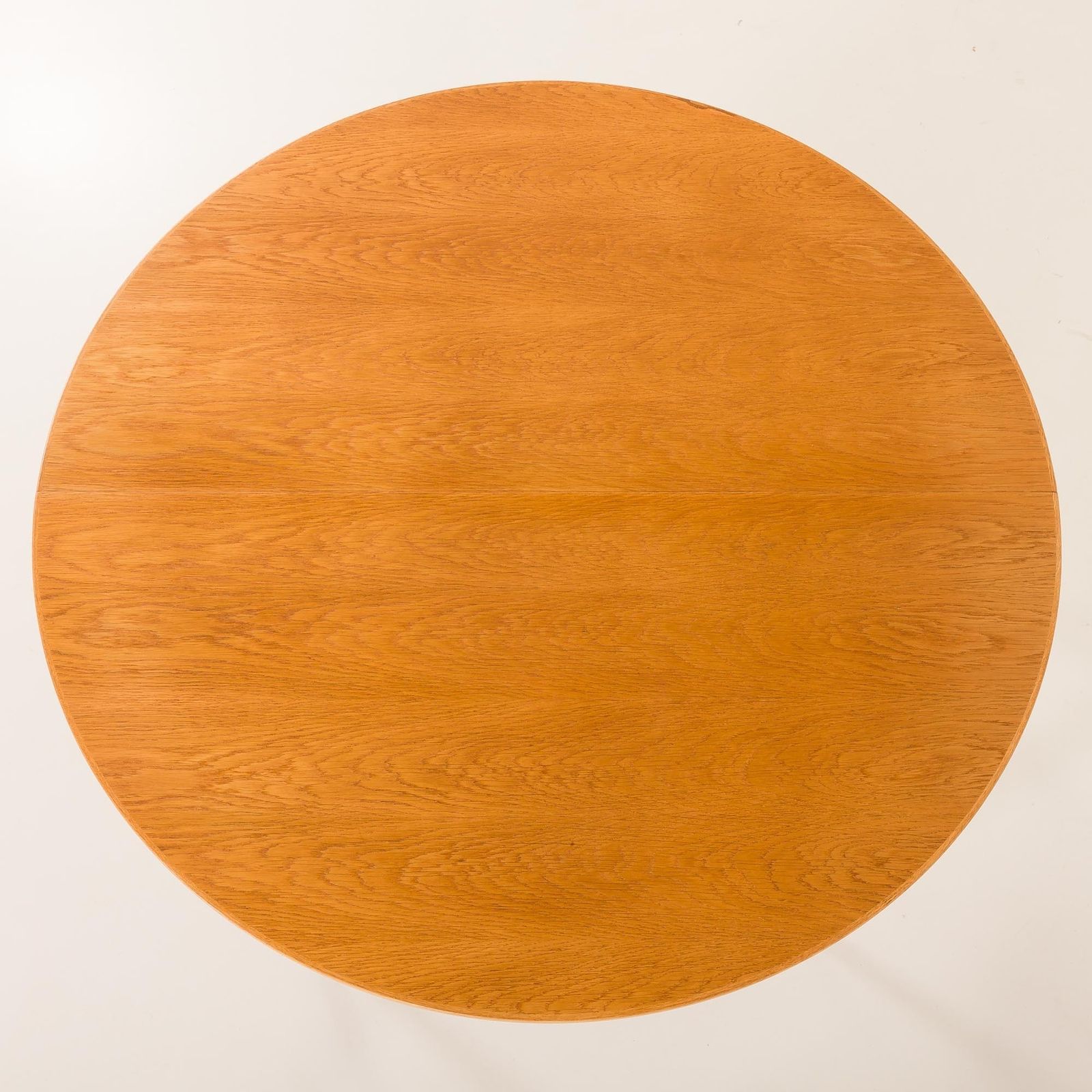 Furniture Danish Mid Century Oak Round Table With One Extra Leaf, 1960s photo