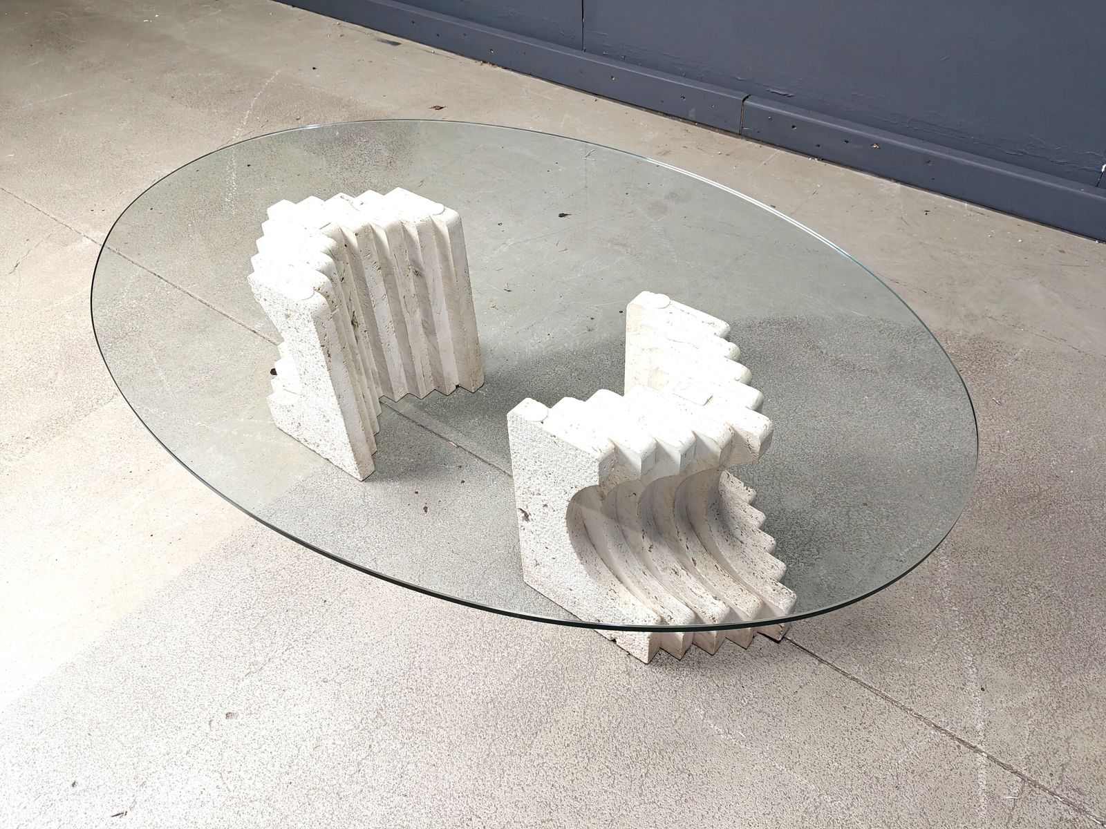 Travertine Coffee Table In The Manner Of Carlo Scarpa, 1970s photo for sale