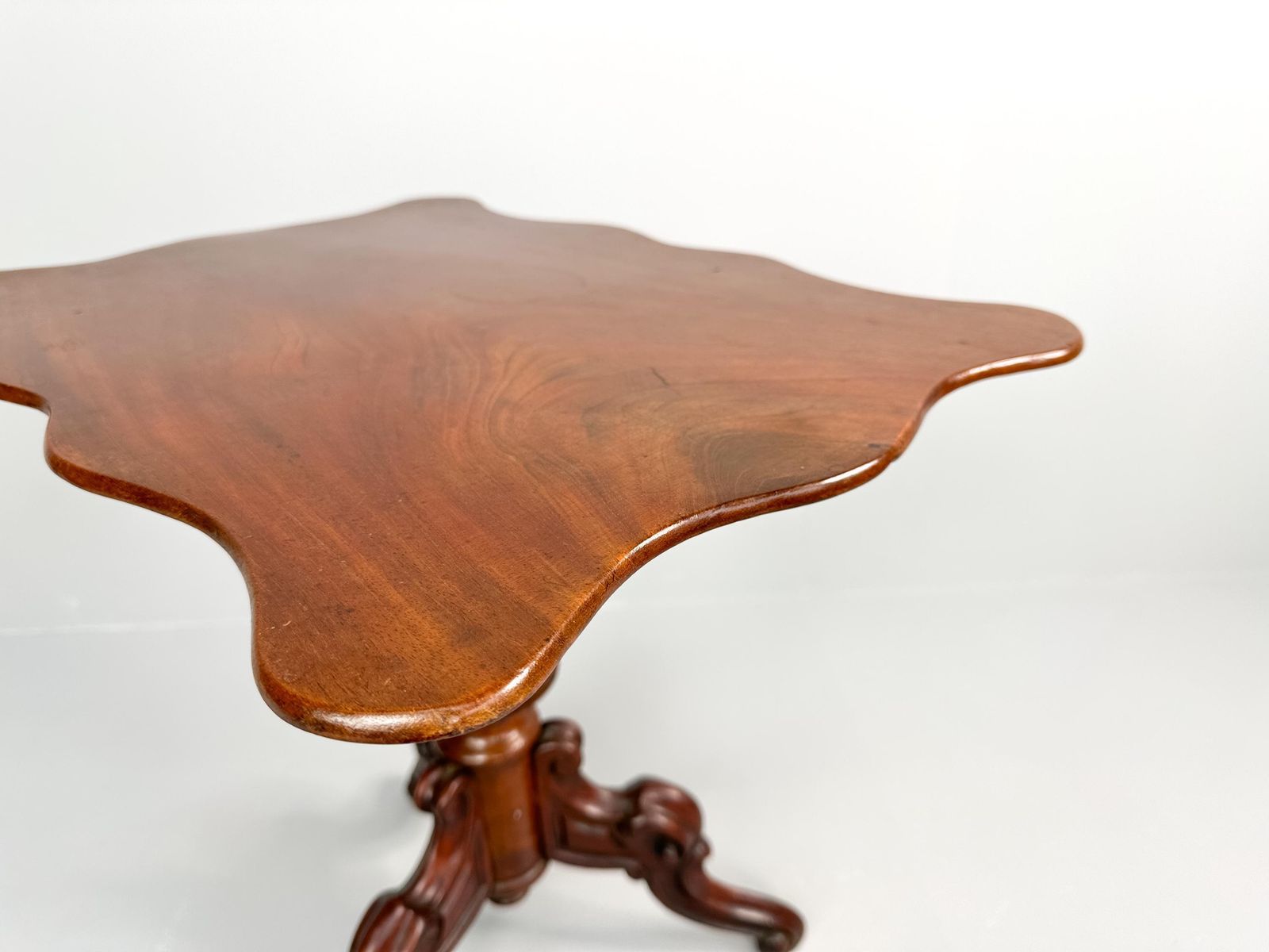 Antique Mahogany Pedestal Table With Contoured Top photo buy