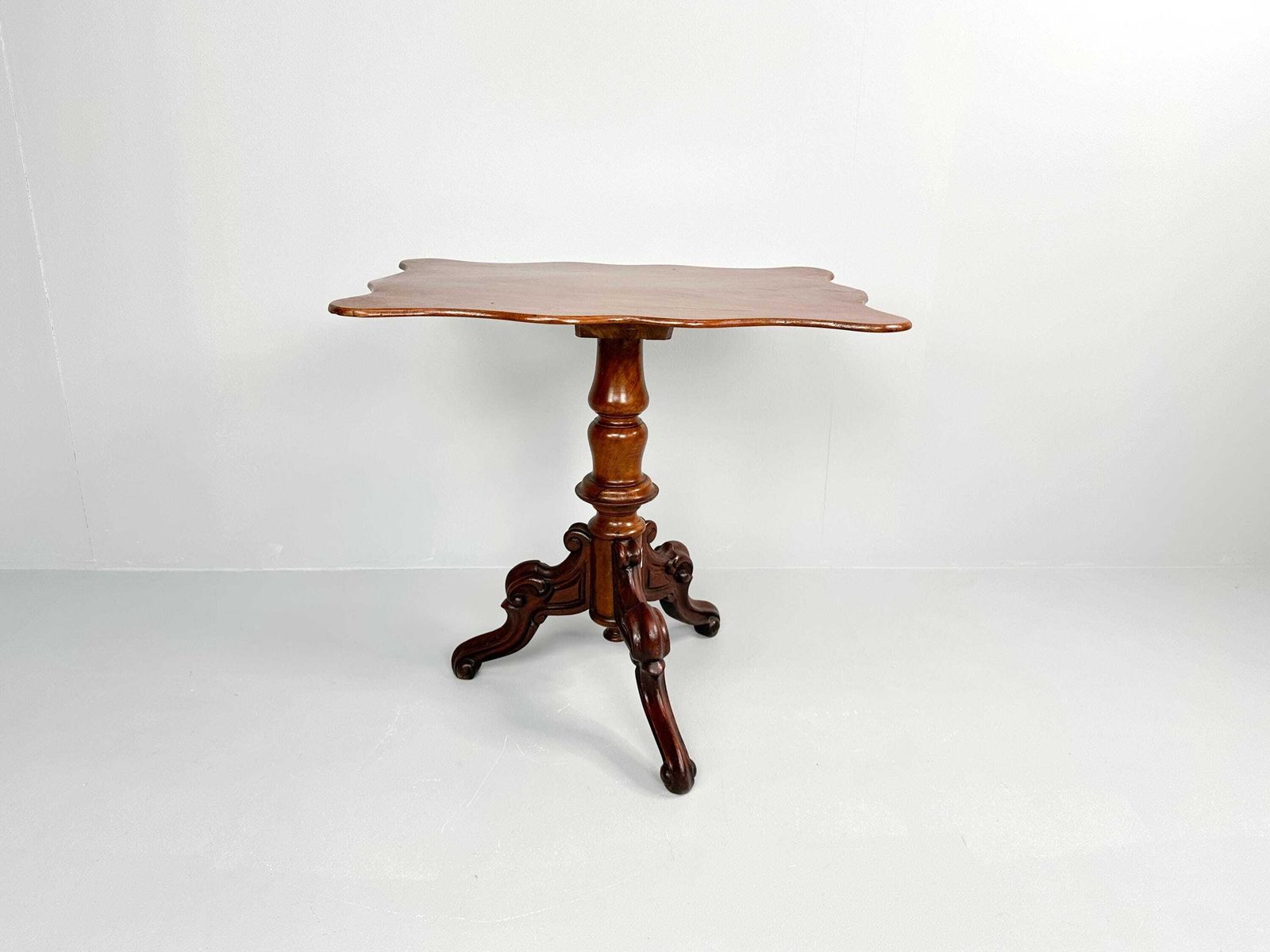 photo for sale Antique Mahogany Pedestal Table With Contoured Top