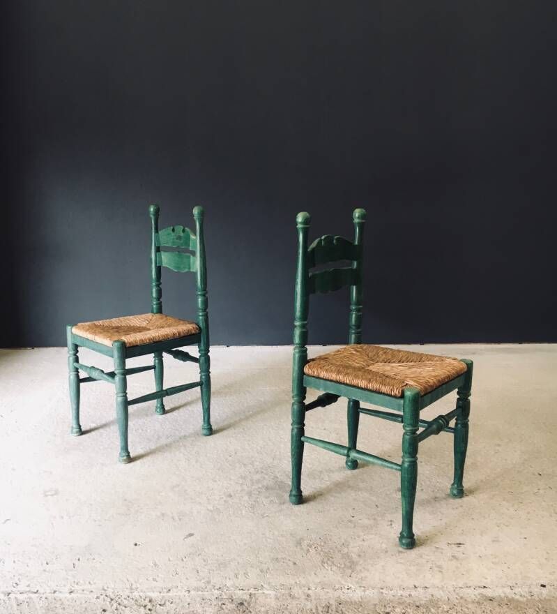 Austrian Alps Rustic Design Green Side Chairs, Austria 1950's photo for sale