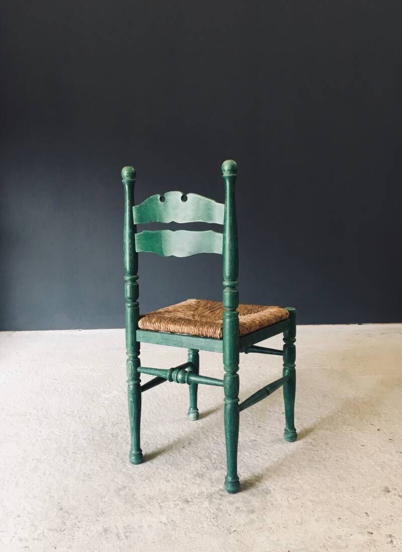 photo vinterior Austrian Alps Rustic Design Green Side Chairs, Austria 1950's