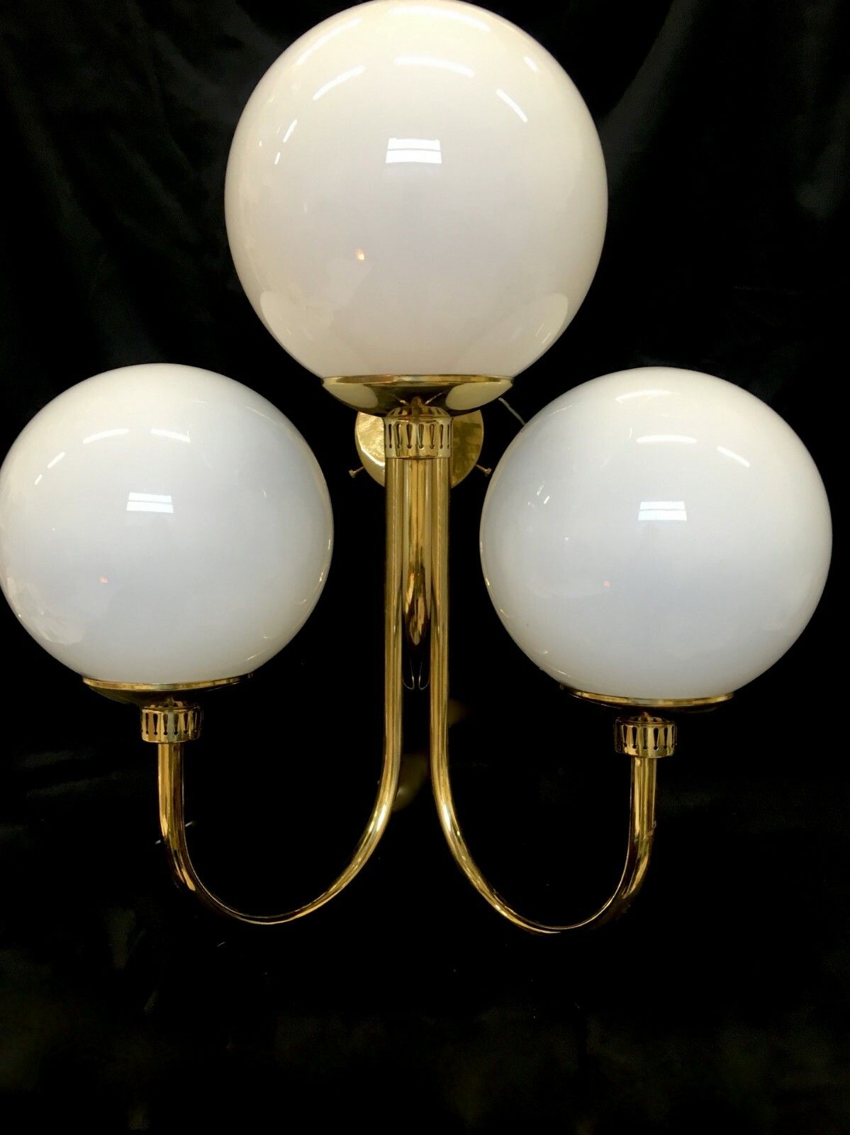 Pair Of Brass Sconces With Murano Glass Ball photo Lighting
