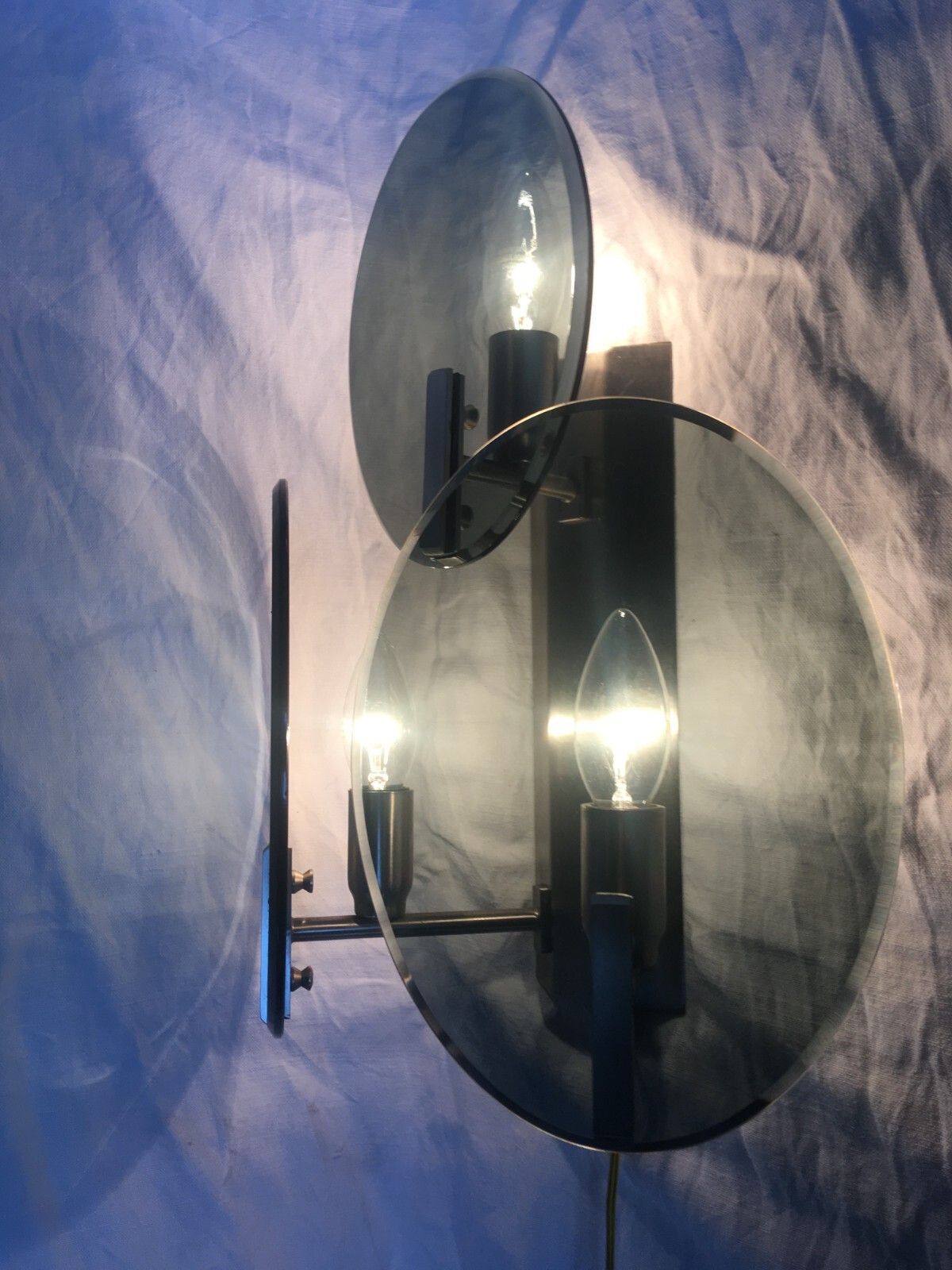 Wall Lamp, Pair Of Vintage Veca Sconces Made In Italy Smoke 3 Glasses photo Lighting