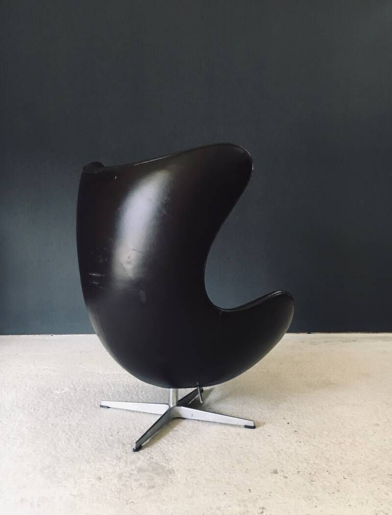 Mid Century Modern Scandinavische Design Leren Egg Chair Van Arne Jacobsen, Denemarken, Jaren 1970 photo buy