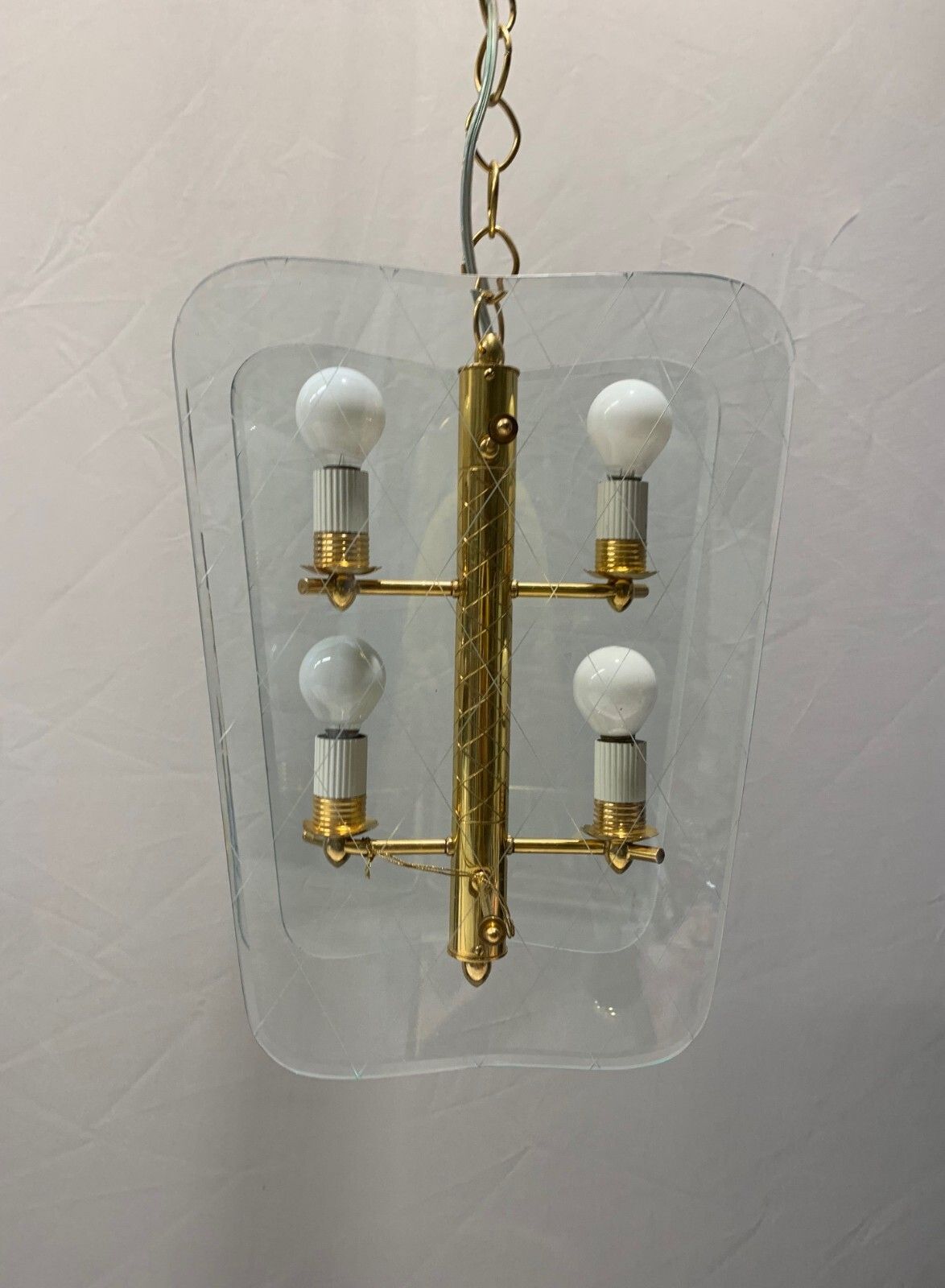 Lanterne Lampadari  Coppia  Anni '60  Vetro Di Murano Attribuite A Fontana Arte photo Lighting