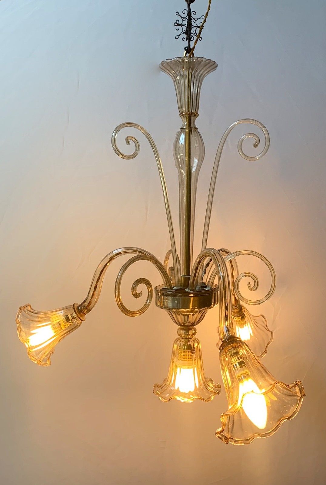 Cappellin Venini 1930 Murano Glass Chandelier photo for sale