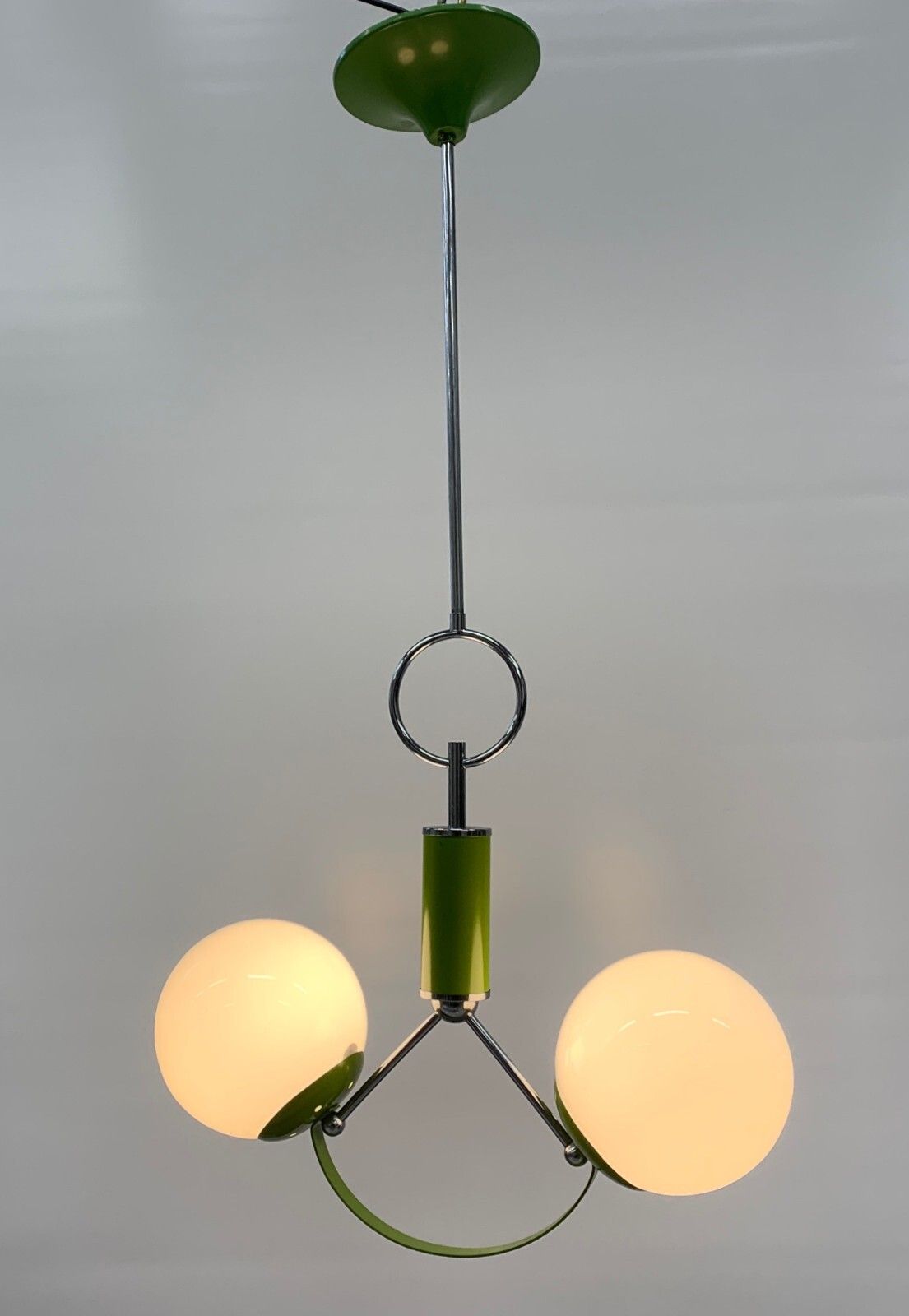 Stilnovo Attributed Pendant Chandelier Made In Italy Green