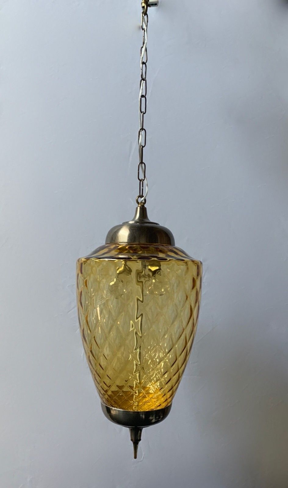 Lampadario Lanterna Con Vetro Di Murano Color Ambra