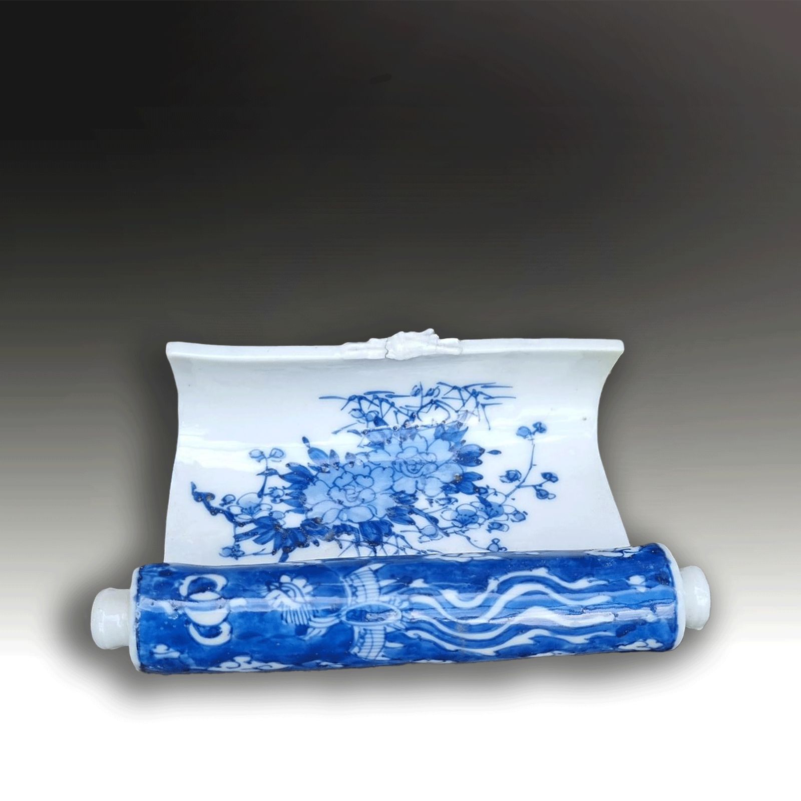 Japanese Early Seto Brush Holder  Superb & Very Rare  Formed As A Scroll  14cm W photo furniture