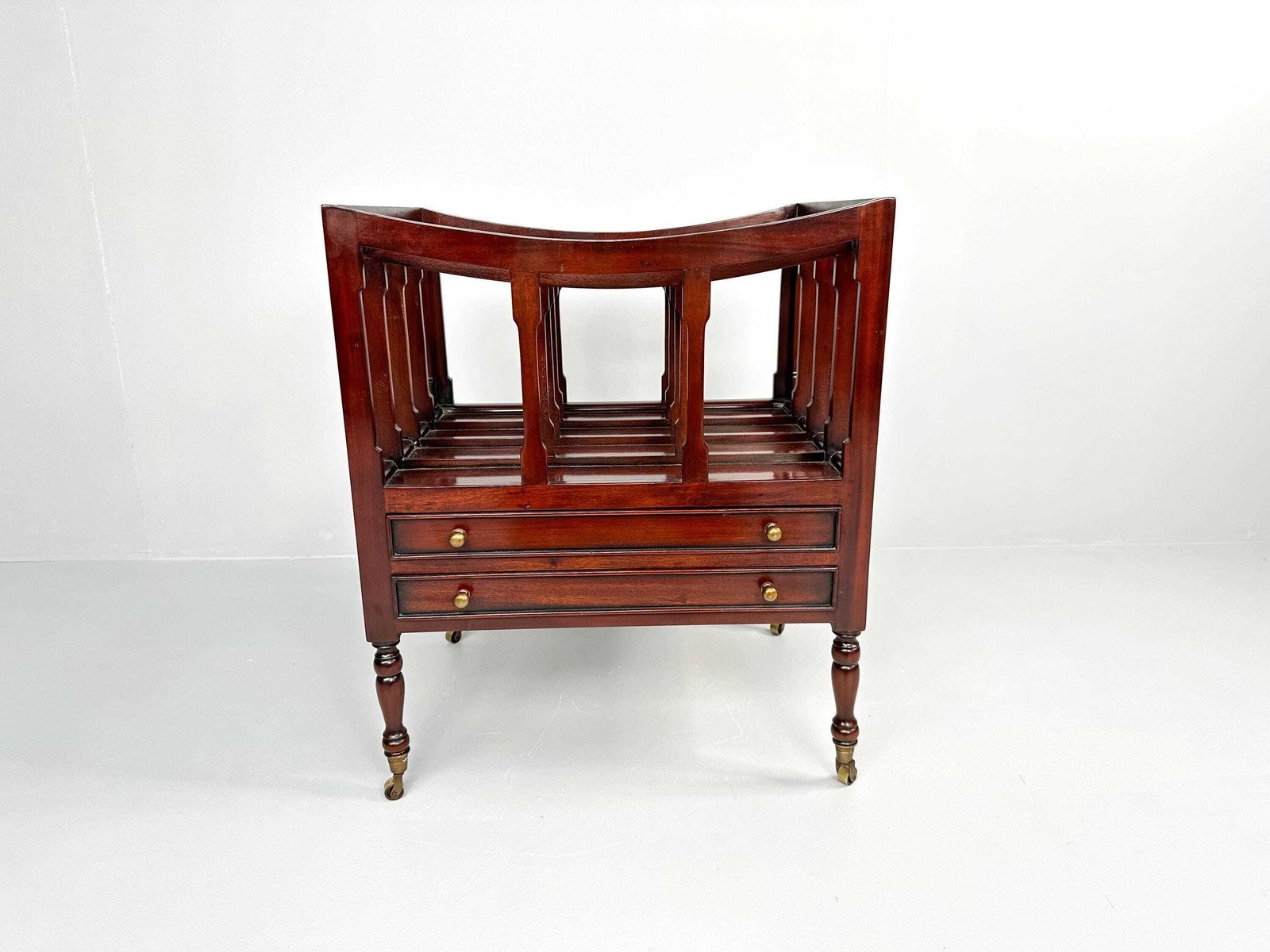 Vintage Mobile Magazine Rack With Walnut Veneer, England, Late 20th Century
