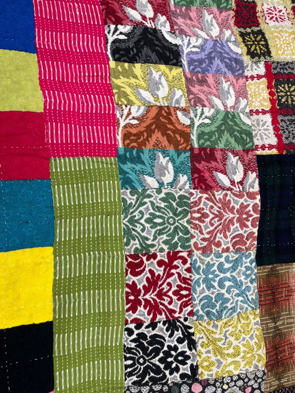 Art Vintage Patchwork Quilt Handmade Circa 1950’s Colourful photo