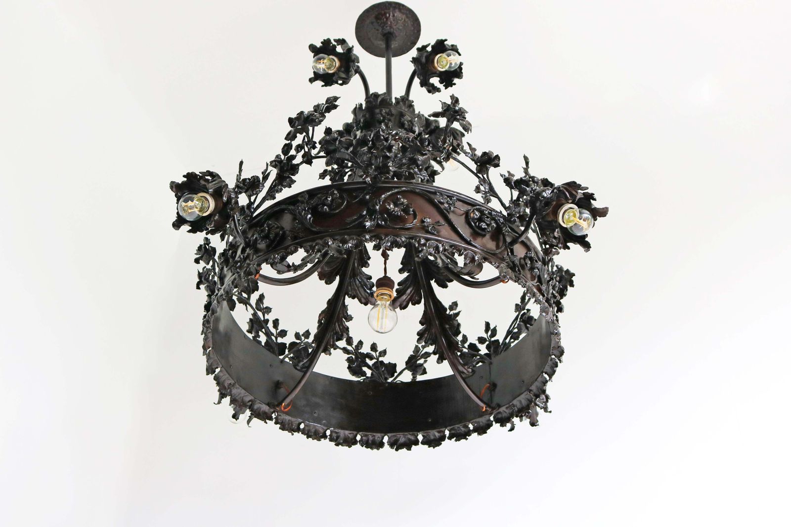 Monumentale Arts And Crafts Smeedijzeren Kroonluchter, Toegeschreven Aan Louis Van Boeckel photo vintage