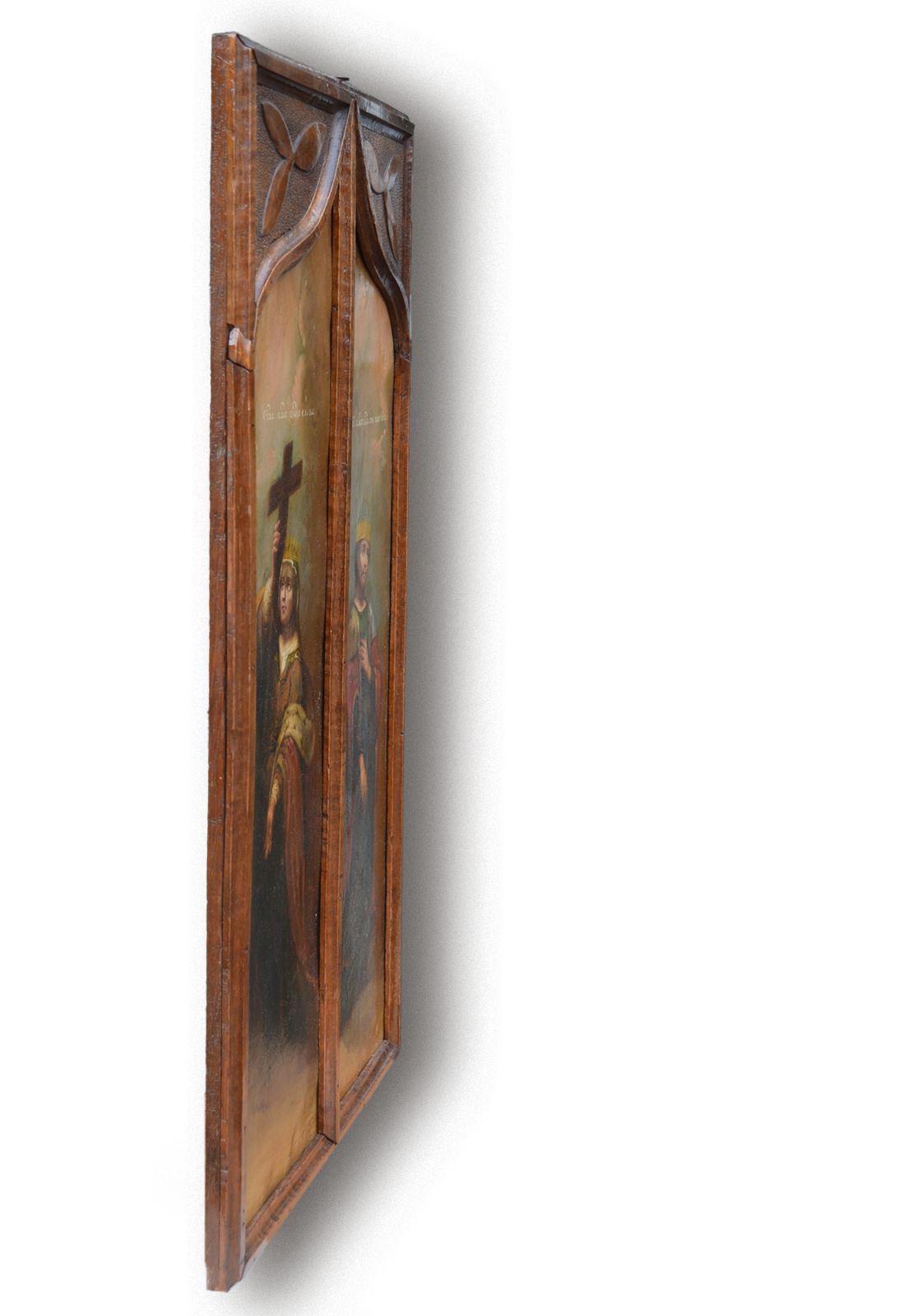 Rare Early Russian Icon Paintings On Copper Set In A Gothic Arts & Crafts Frame photo vintage