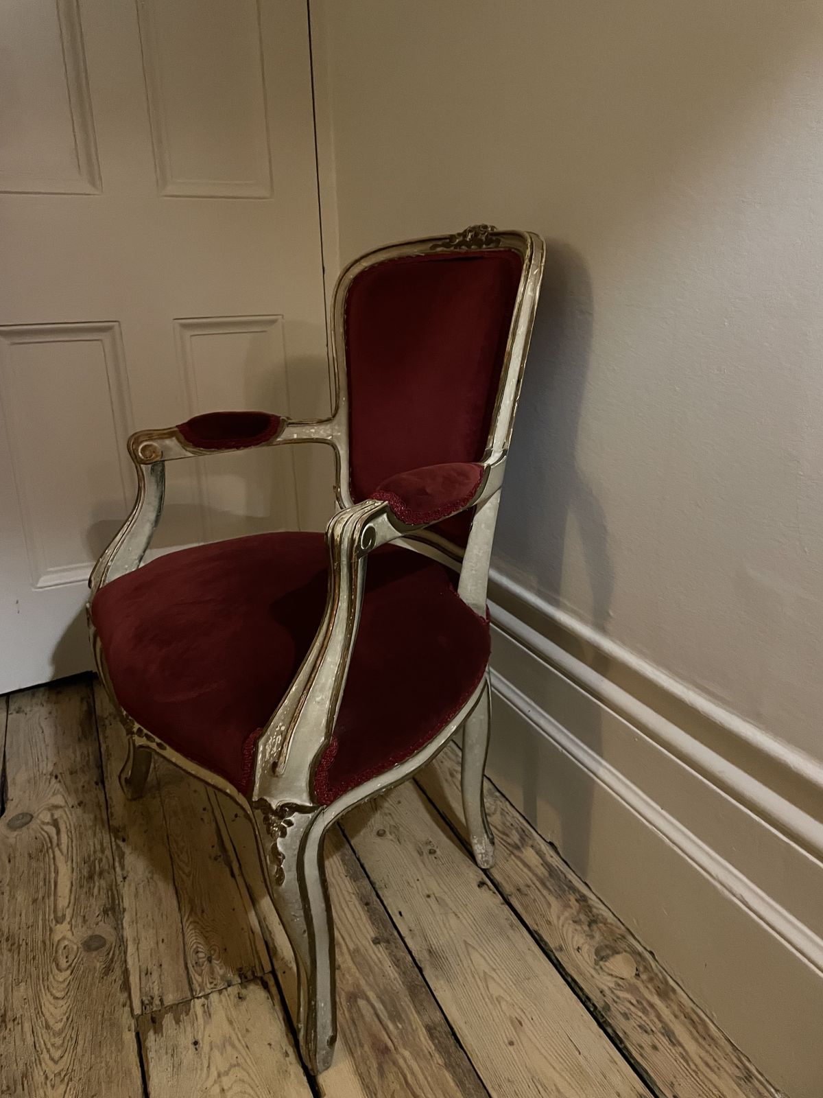 Pair Of Red Velvet Vintage Chairs photo for sale