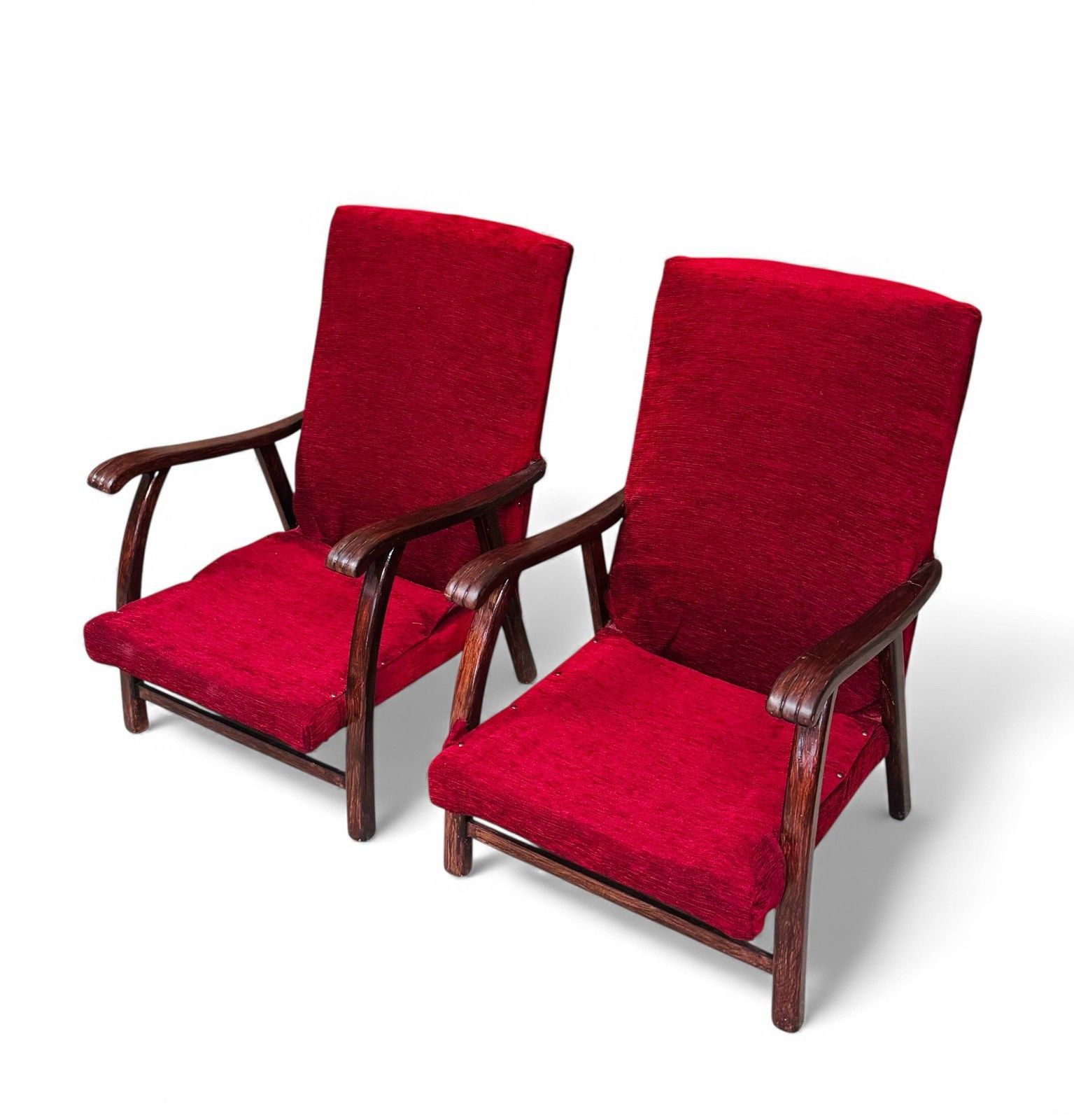 Pair Of Antique Oak Armchairs Art Deco C1930s Superior Quality