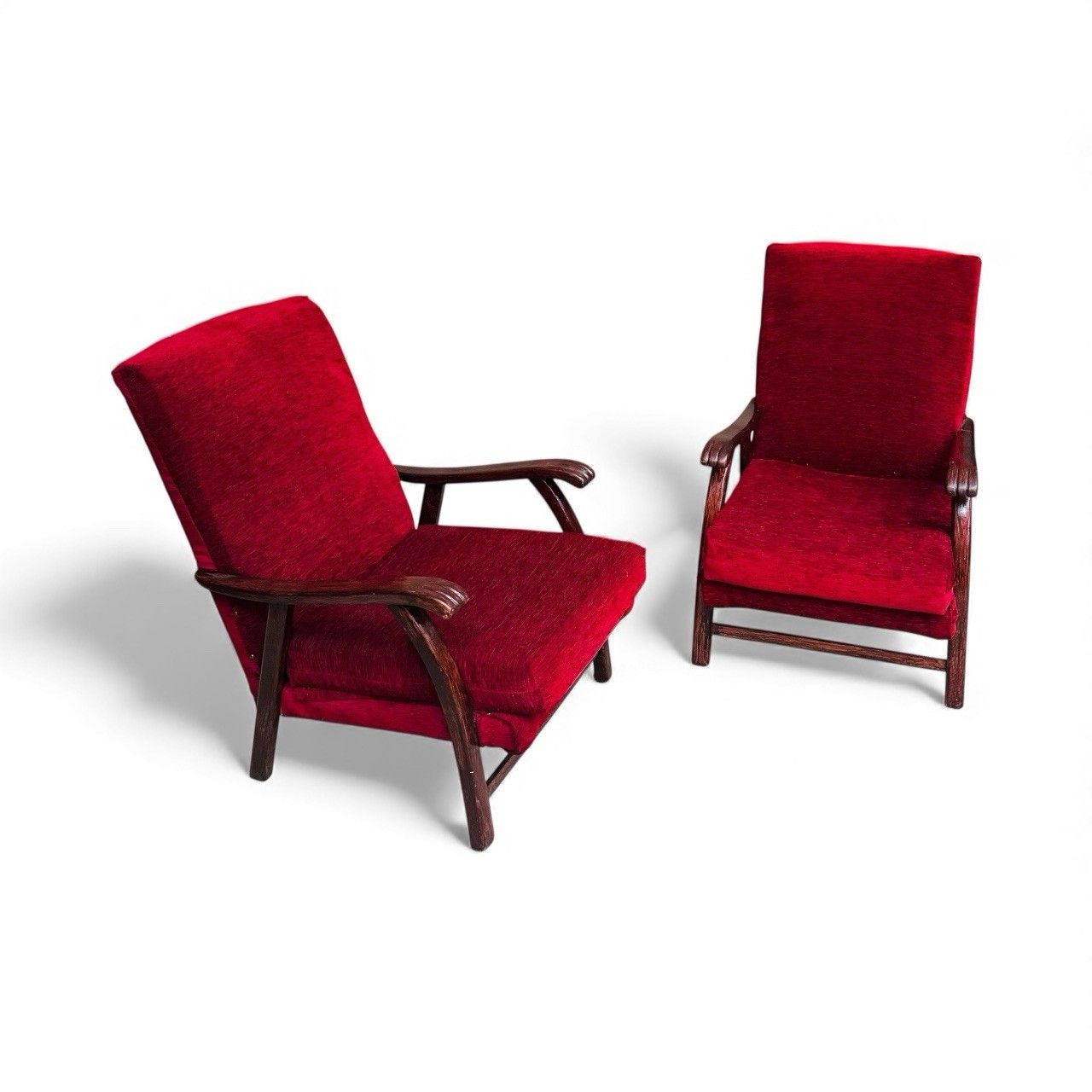 Pair Of Antique Oak Armchairs Art Deco C1930s Superior Quality photo vintage