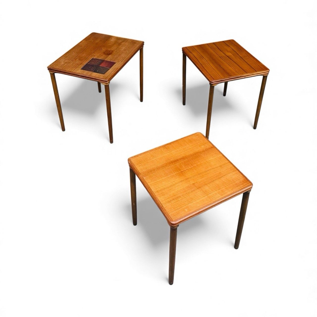 Danish Teak Nest Of Tables Salin Mobler Ceramic Surface Rare Mis Century C1960s photo furniture