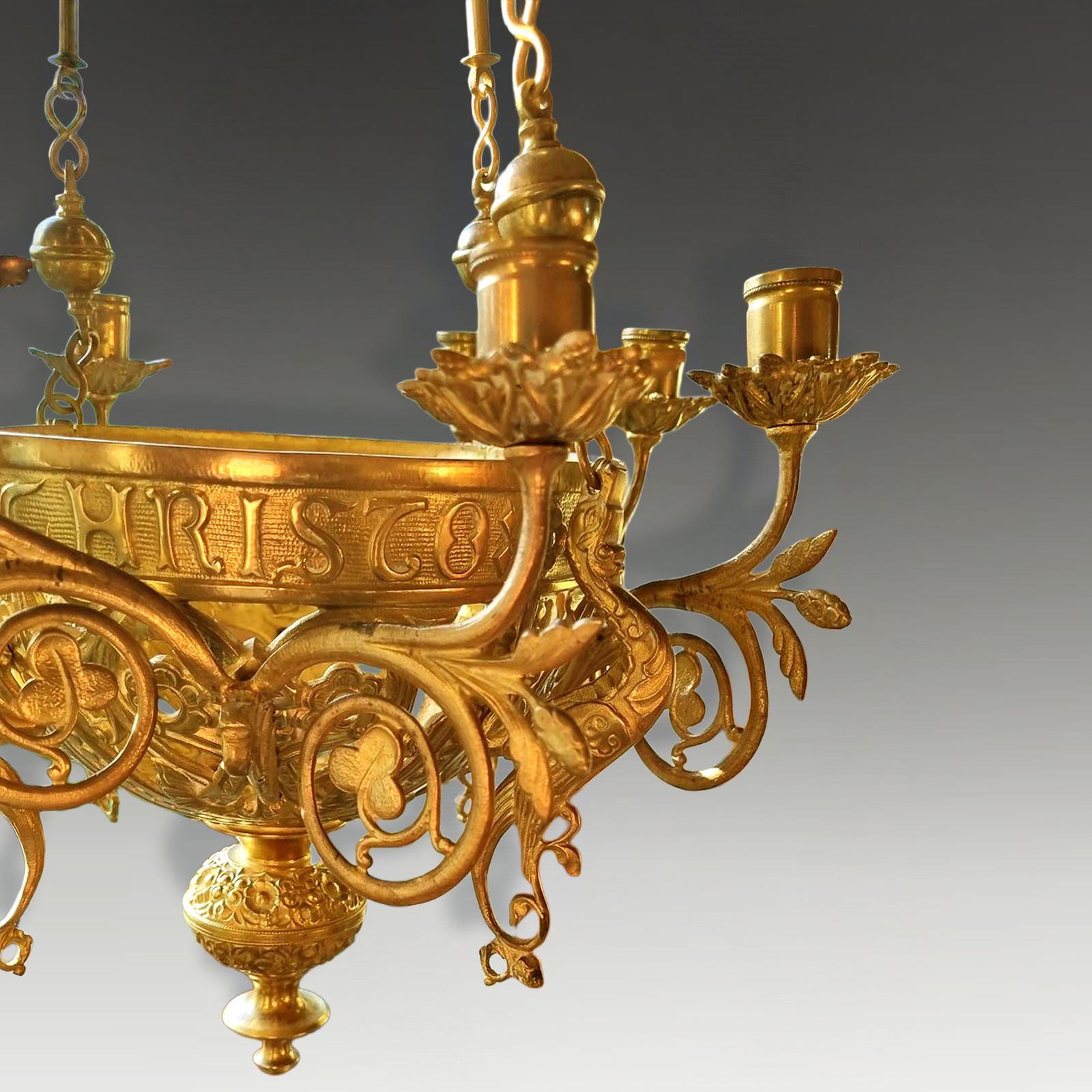 19th C Arts And Crafts Bronze Chandelier Of Extraordinary Quality 65cm X 38cm photo for sale
