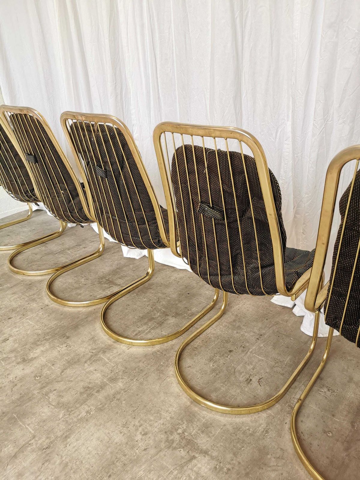 photo for sale Vintage Gold Chrome Dining Chair: Italiay (Set Of 6)