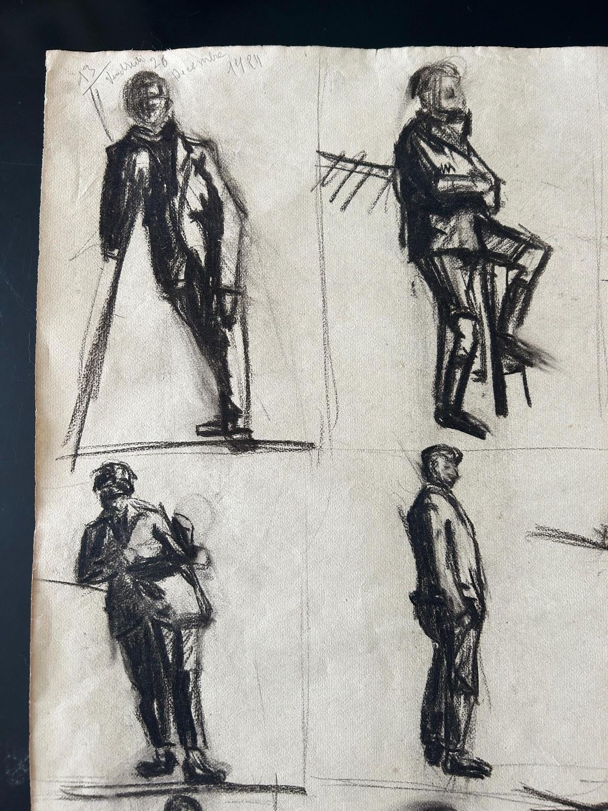 Set Of 3 Sketch Plates Of Men, 1924 photo vinterior