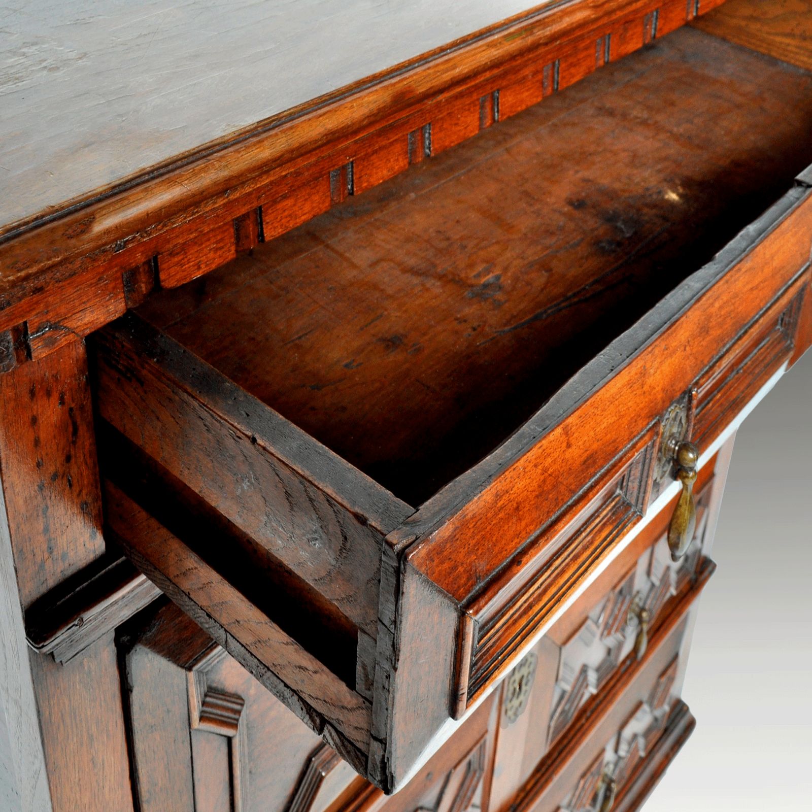 Charles II Oak Chest Of Drawers With Geometric Mouldings Circa 1675 photo Furniture