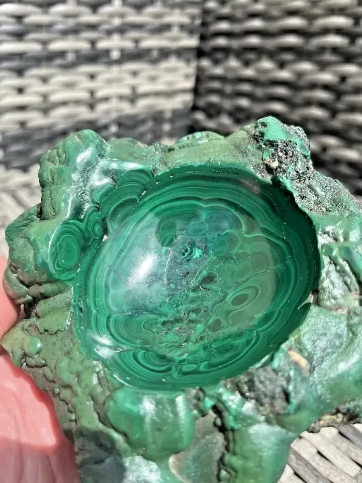 985g Antique Malachite Crystal Mineral Ashtray Geode Trinket Dish Congo Vintage photo vintage
