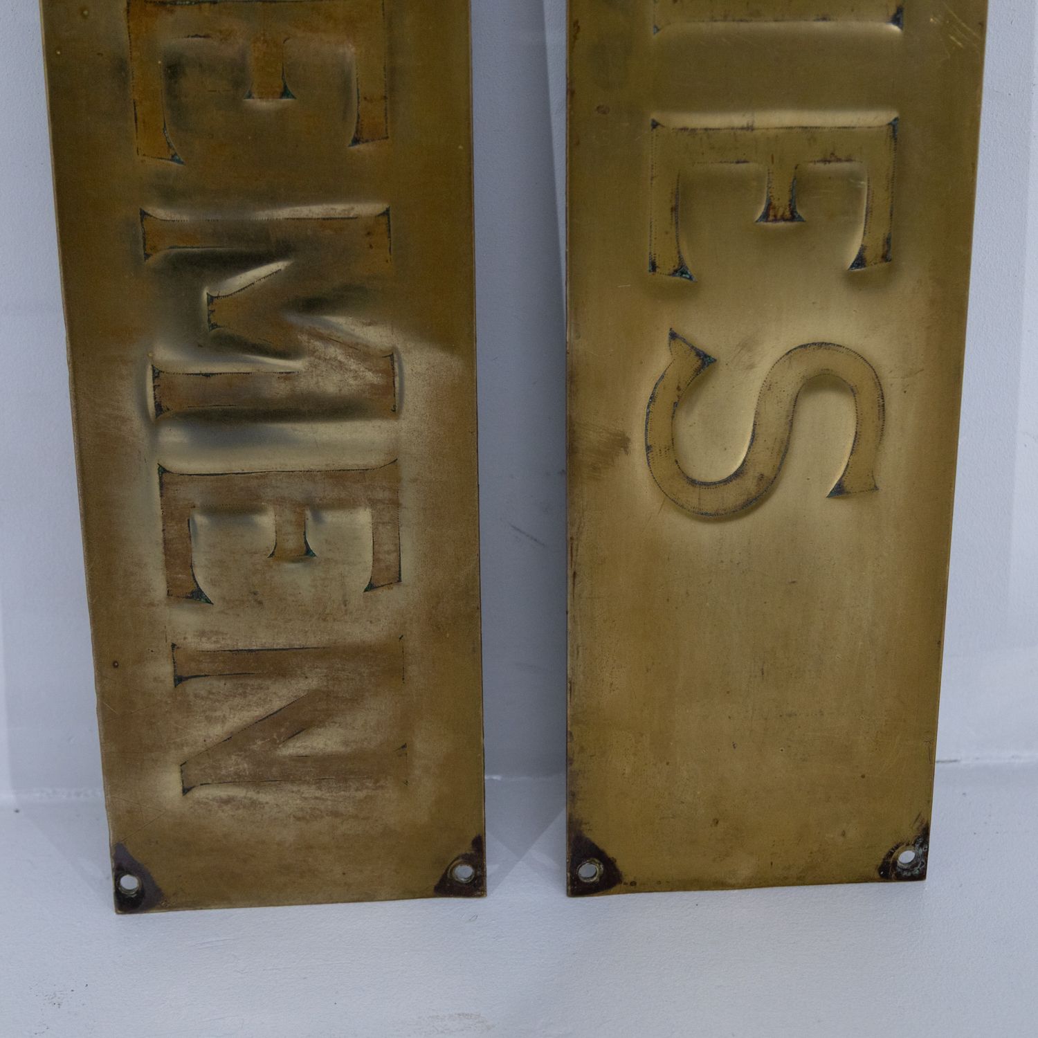 Pair Of Large Early 20th Century Brass Ladies & Gentlemen Signs photo vinterior