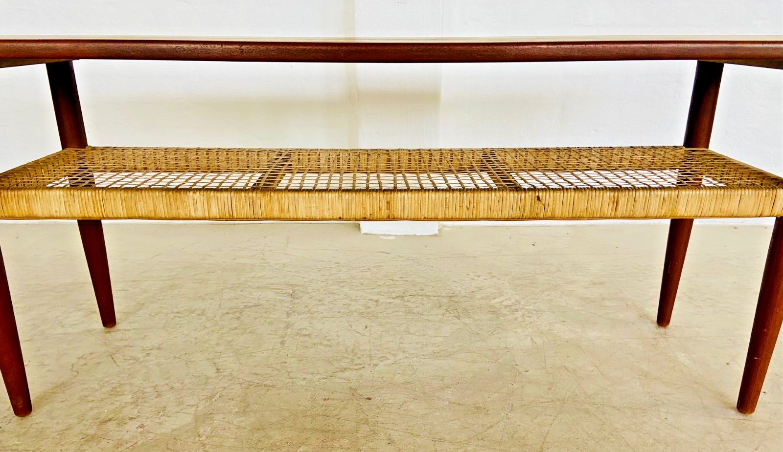 Vintage Danish Mid Century Teak And Rattan  Coffee Table 1960,S photo Furniture