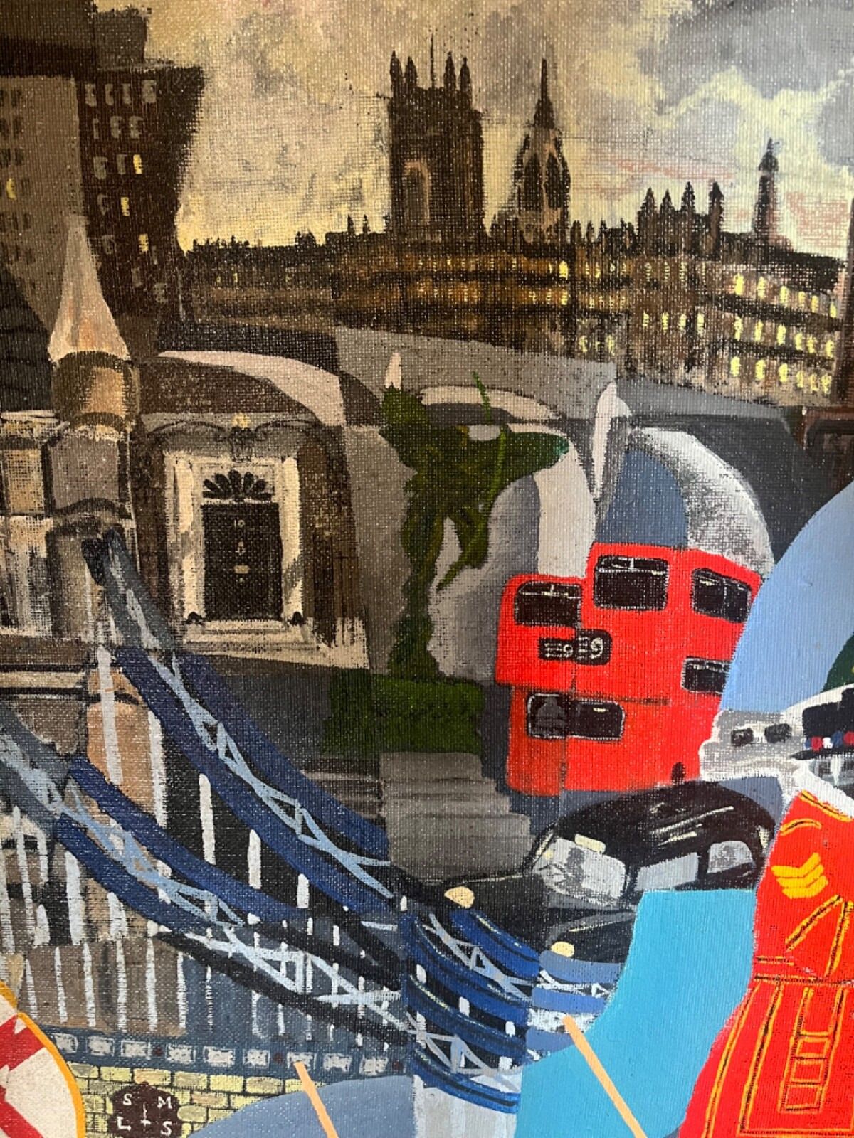 Large Oil Painting ‘The Spirit Of London’ Original & Vibrant Work photo vintage