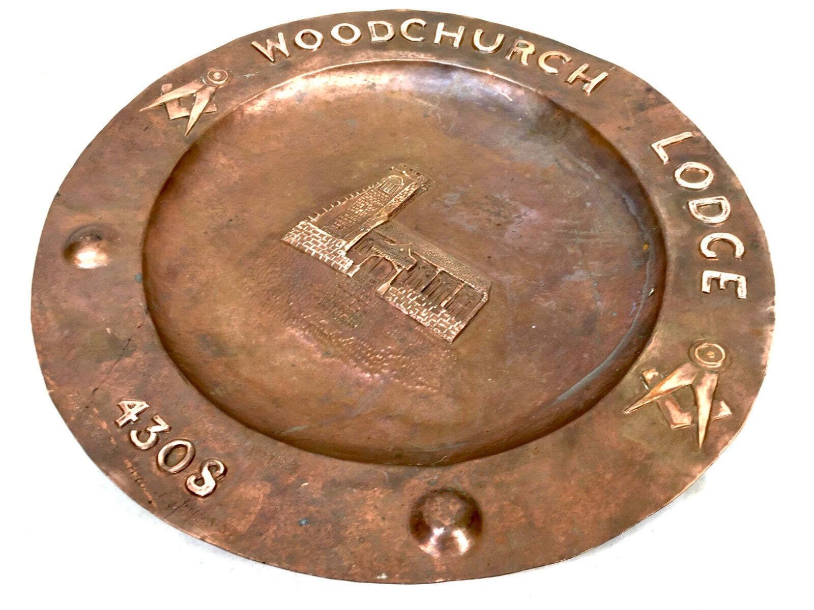 Antique Masonic Commemorative Copper Charger Woodchurch Lodge 4308 Freemasonry photo Home Decor