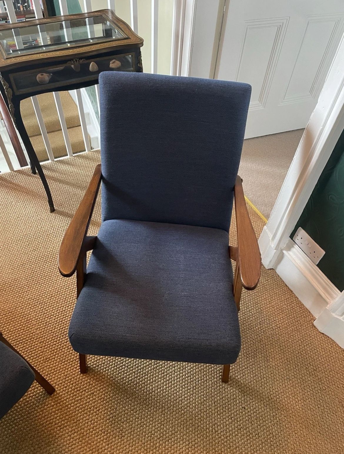 Pair Of Mid Century Model B 310 Var Easy Chairs In Blue Fabric, 1960s photo furniture