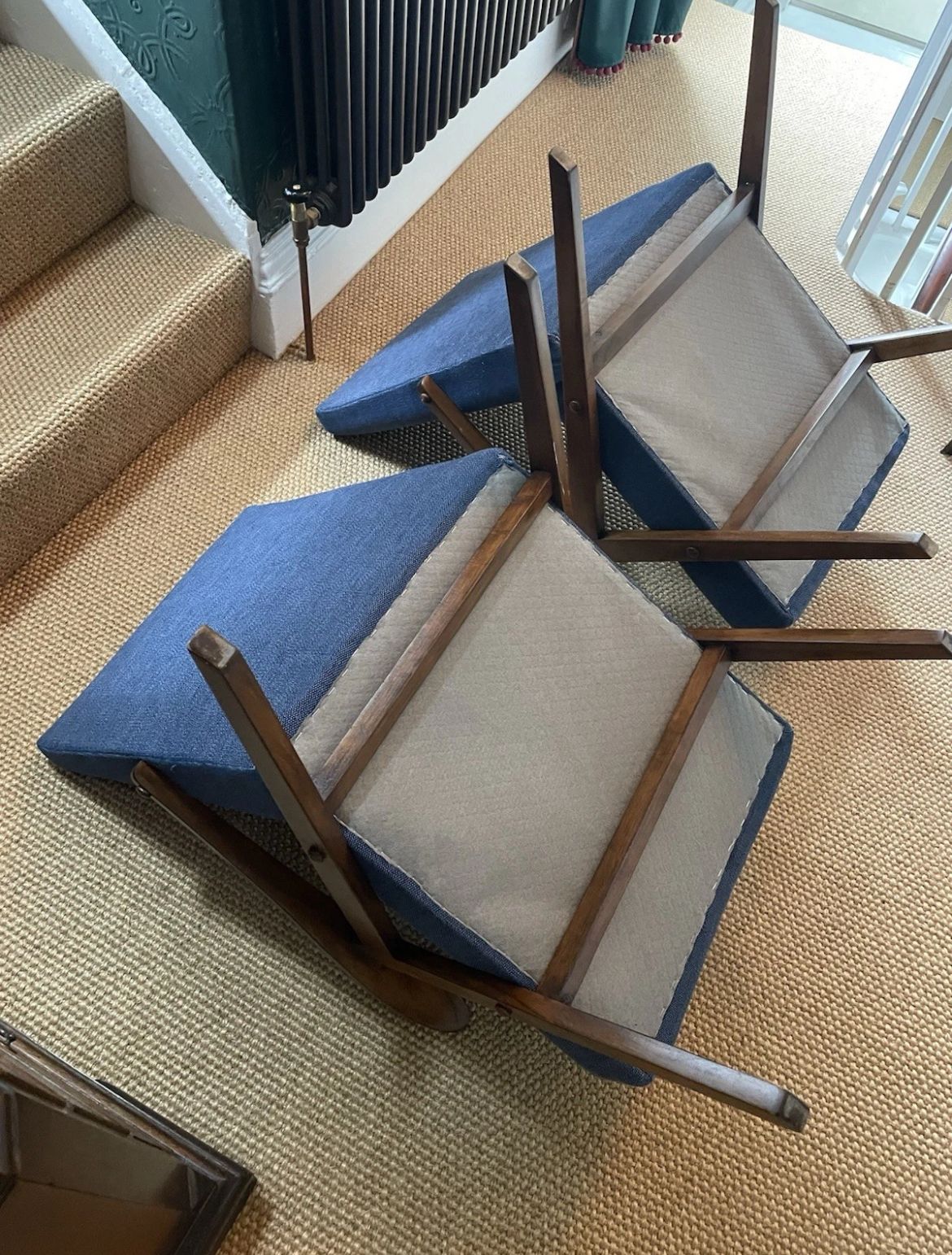 Pair Of Mid Century Model B 310 Var Easy Chairs In Blue Fabric, 1960s photo Furniture