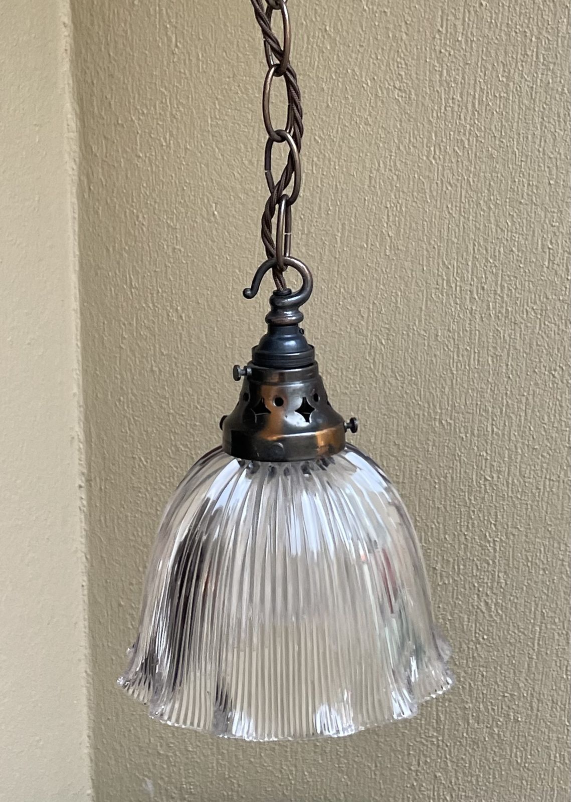 Large Edwardian Holophane Light Pendant photo furniture