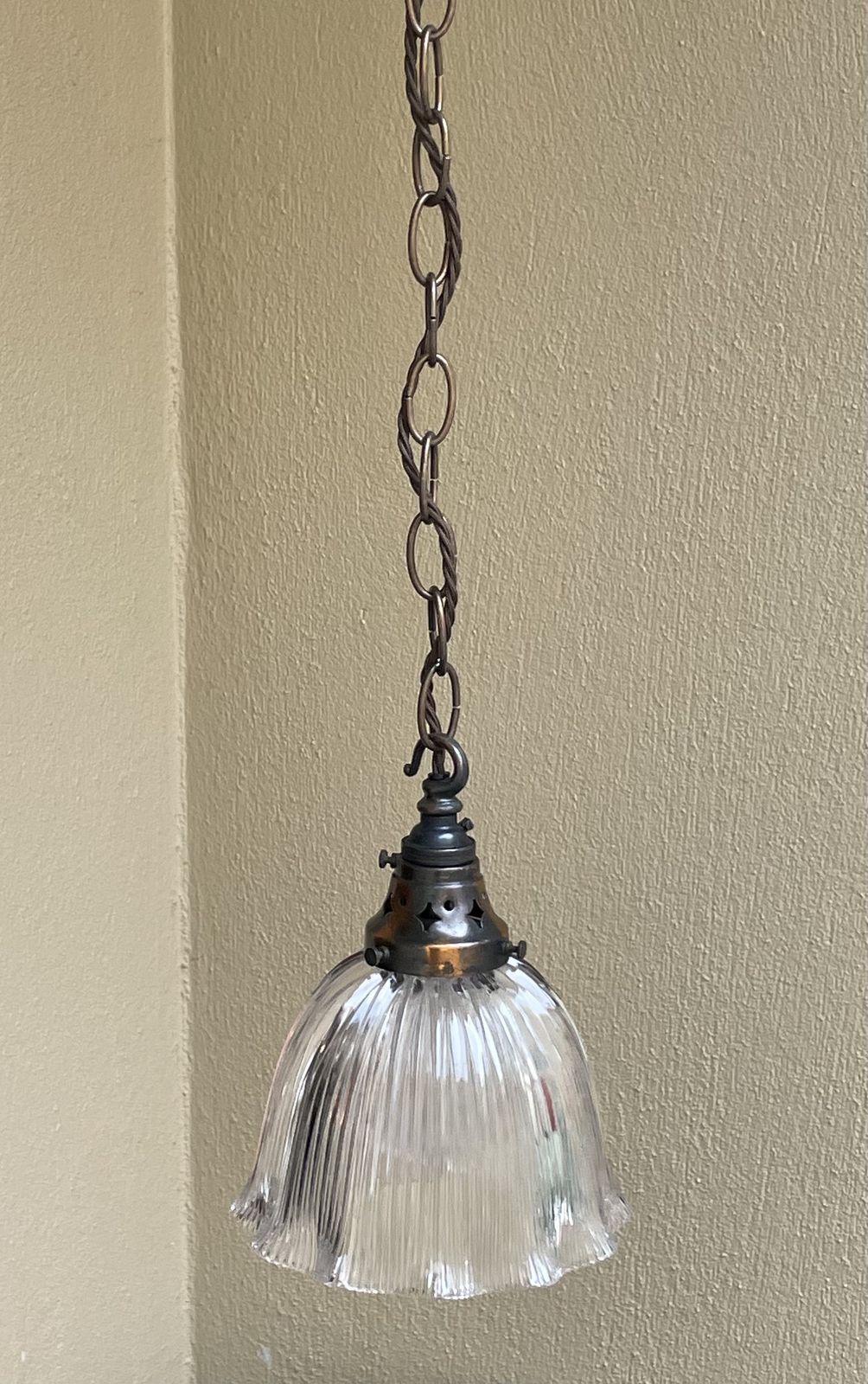 Large Edwardian Holophane Light Pendant photo 160.0