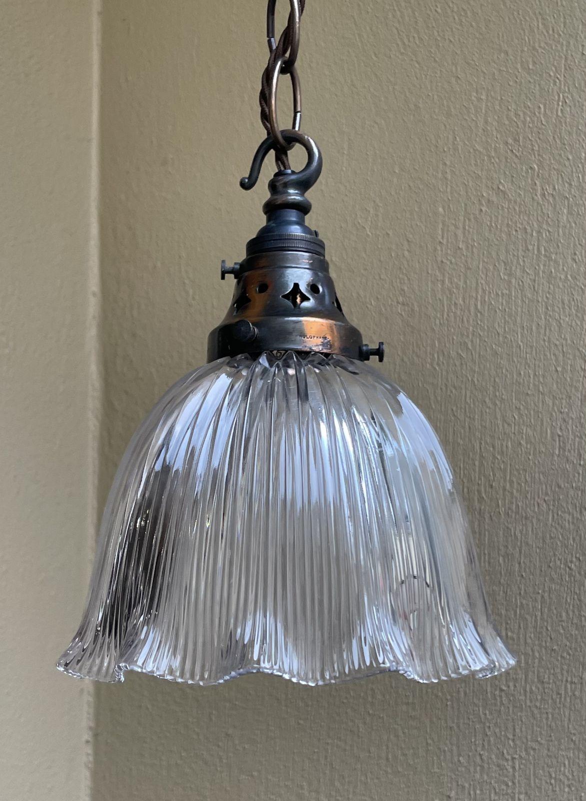Large Edwardian Holophane Light Pendant