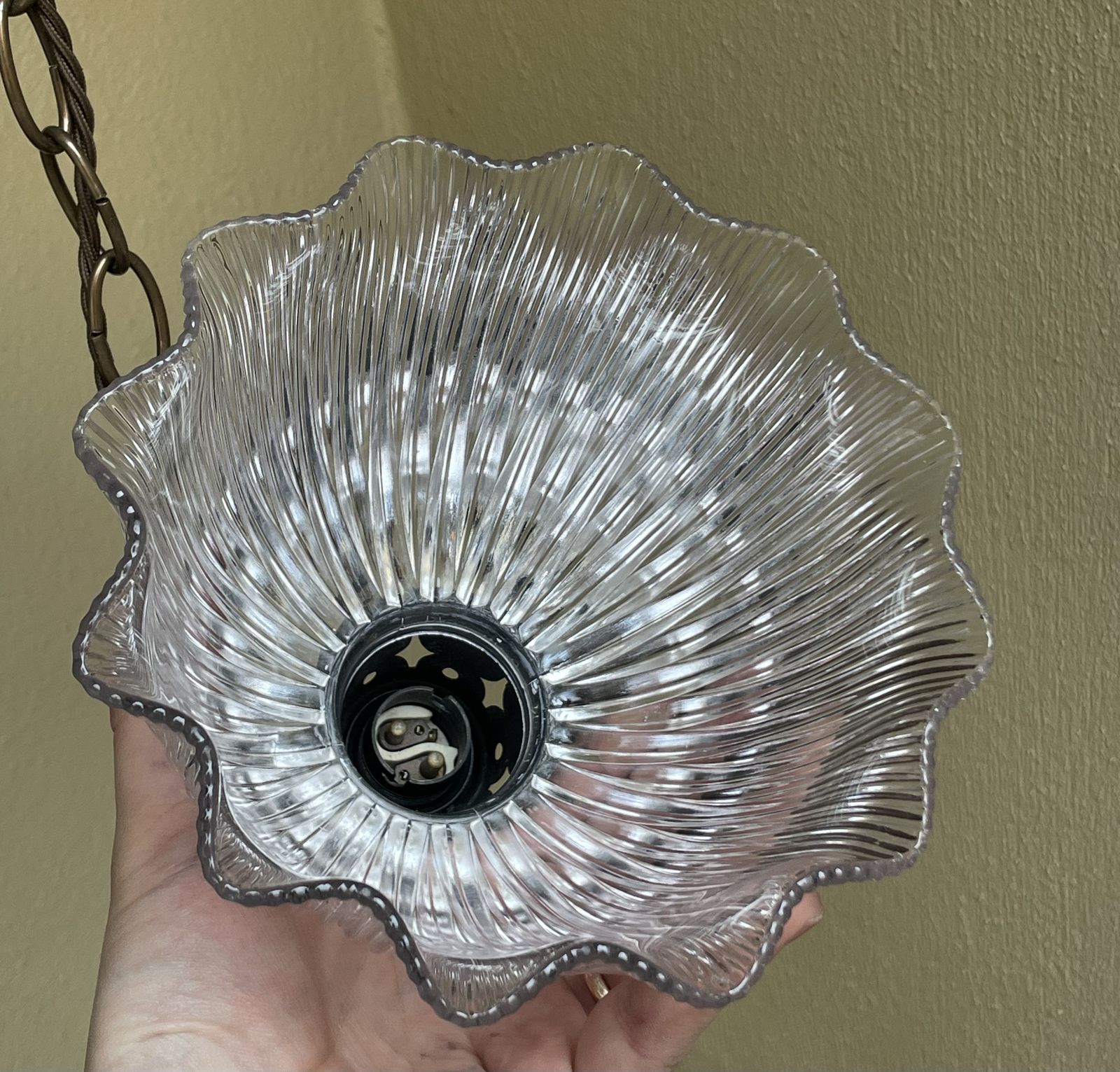 Large Edwardian Holophane Light Pendant photo vinterior