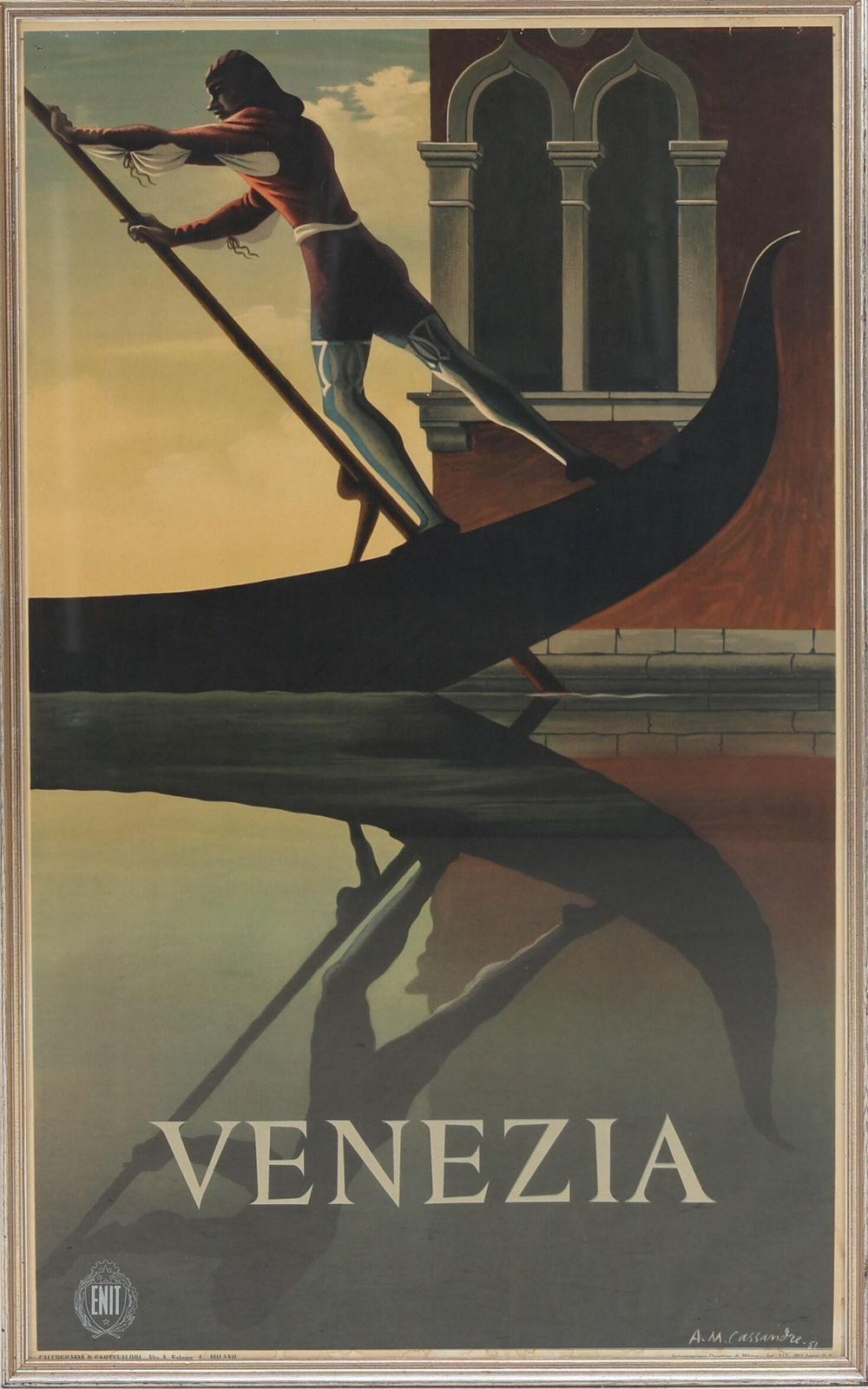 Original Rare Venice Gondola Travel Poster By Adolphe Jean Marie Cassandre photo for sale