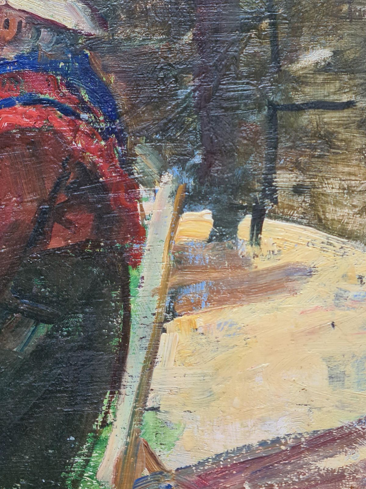 Nguyen Van Binh Cirlot Mending The Fish Nets, Post Impressionist Marine Scene, Les Remailleures photo vintage