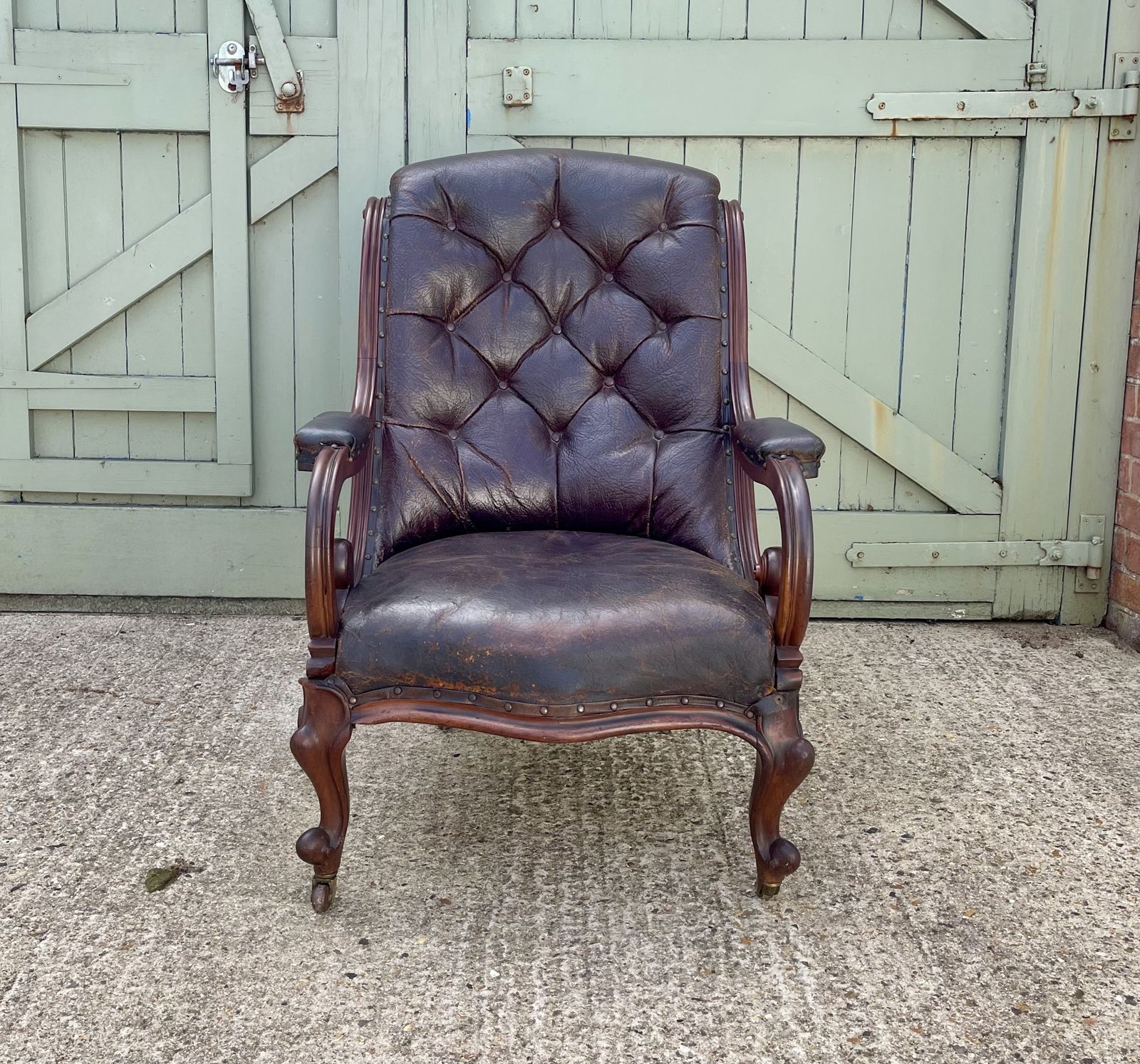 19th Century Burgundy Leather Club Chair photo furniture