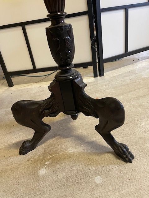 Quality 19th Century Mahogany Torchere With Unusual Carved Animal Feet And A Circular Top photo Furniture