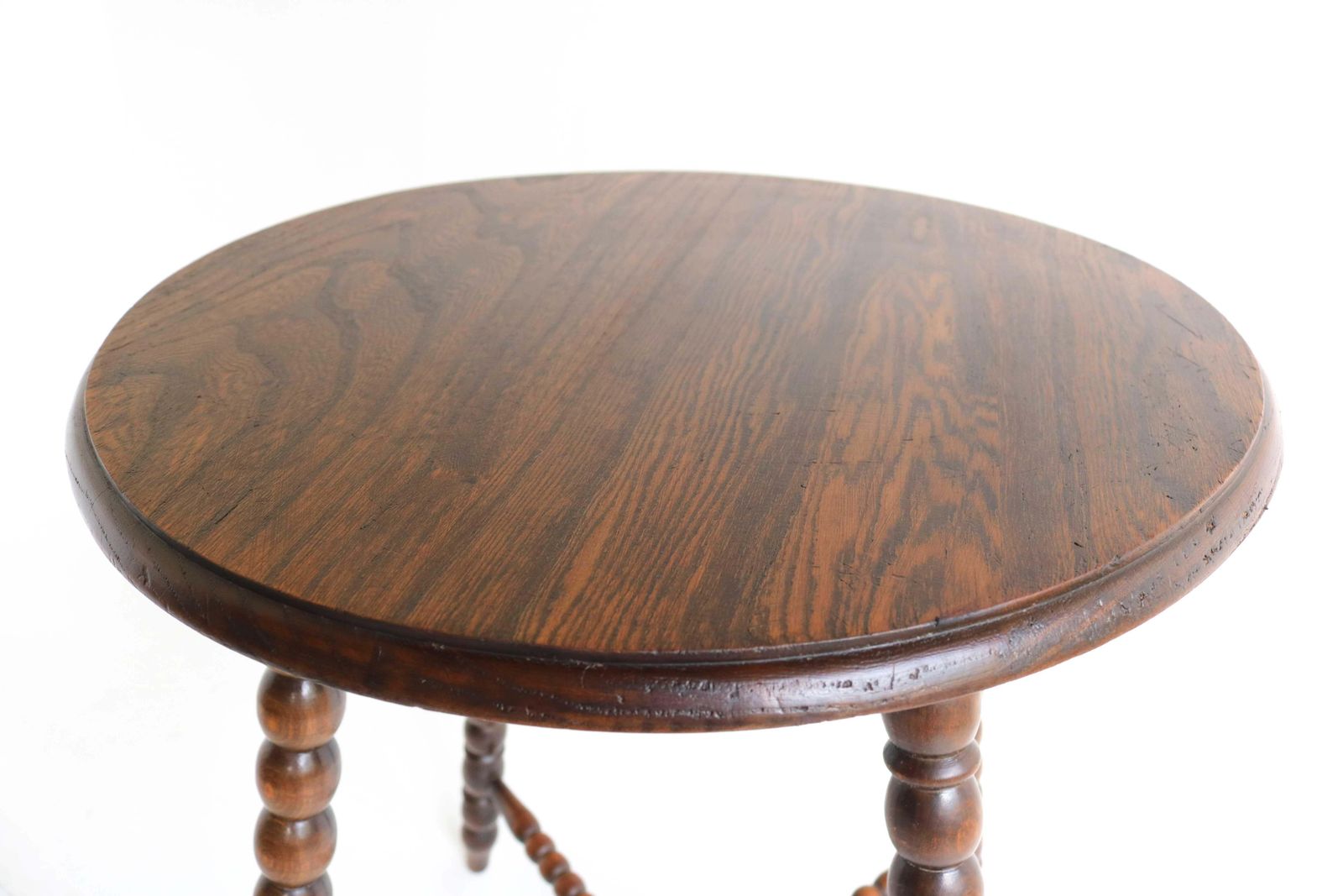 2256.0 Antique Set, Dutch Triangular Rush Seat Bobbin Corner Chair With Side Table photo