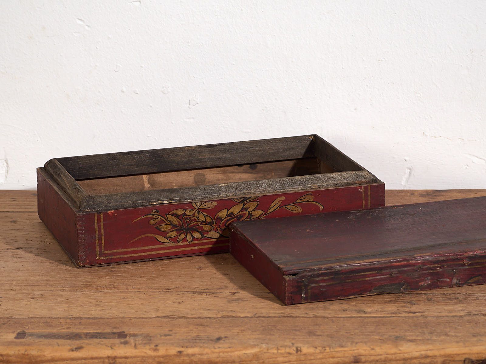 Antique Hand Painted Box With Floral Details (C.1900) #24 photo furniture